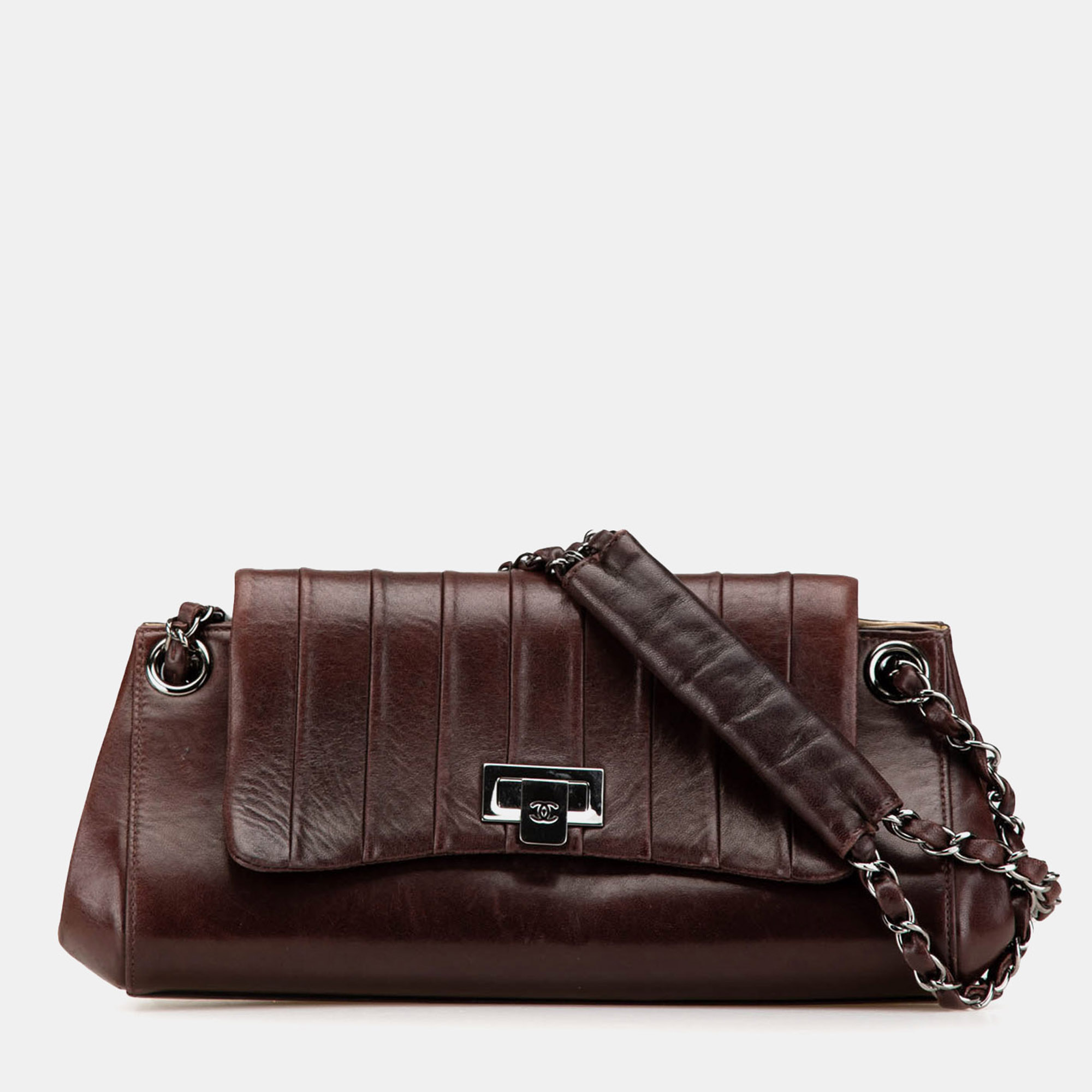 

Chanel Brown Calfskin Mademoiselle Ligne Accordion Flap