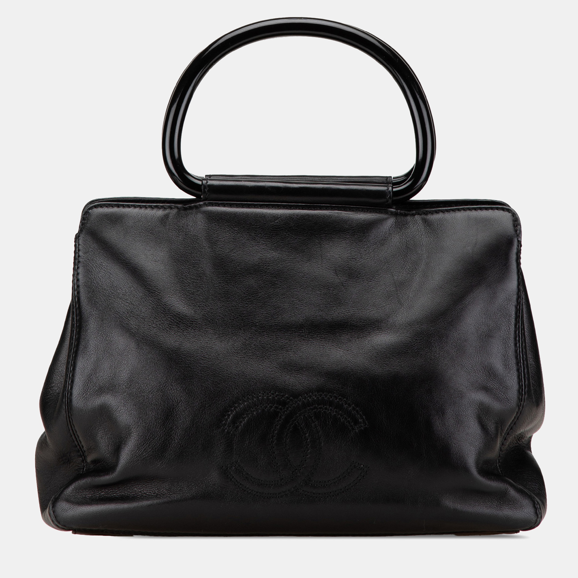 

Chanel Black CC Lambskin Tortoise Handle Tote