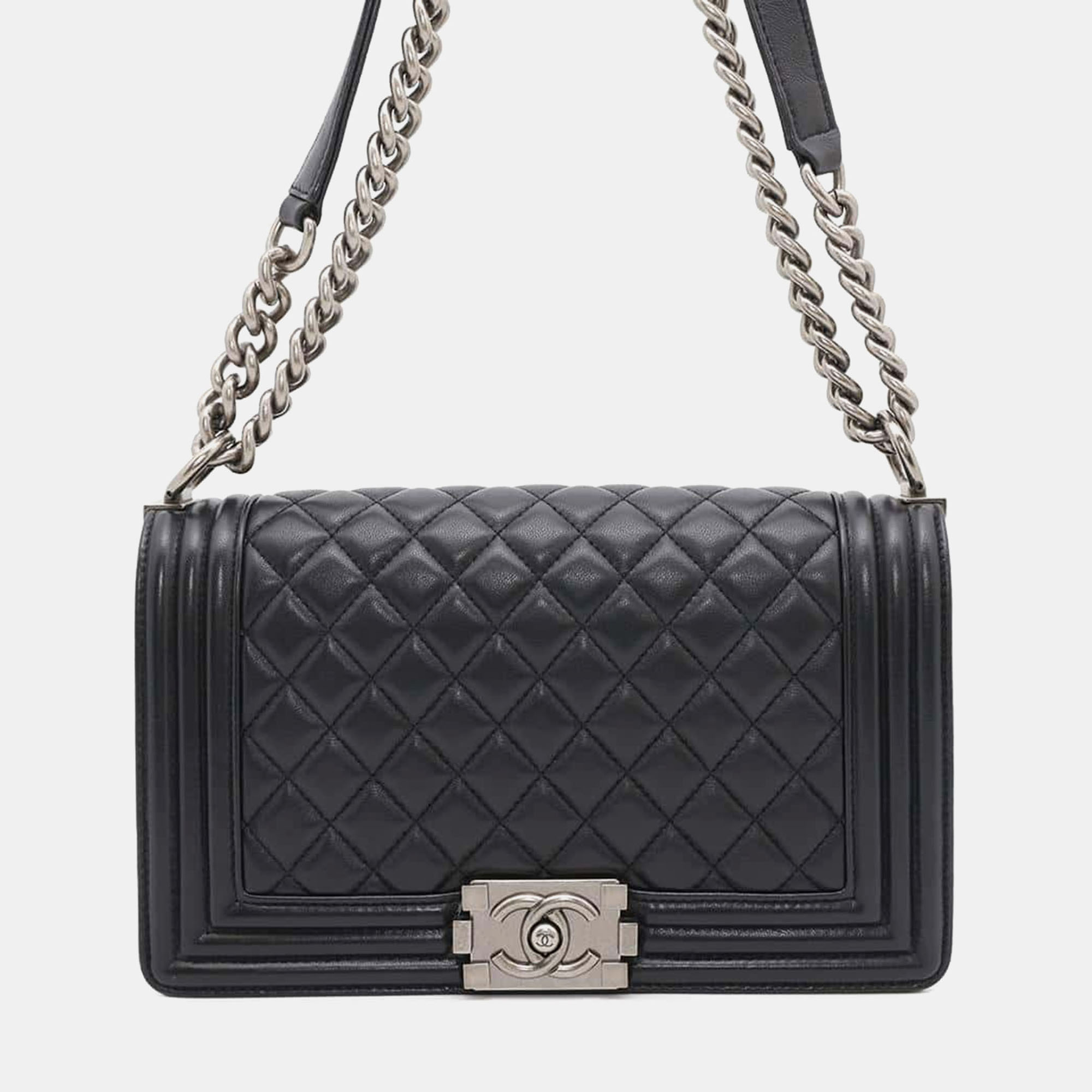 

Chanel Black Lambskin Medium Boy Chain Shoulder Bag