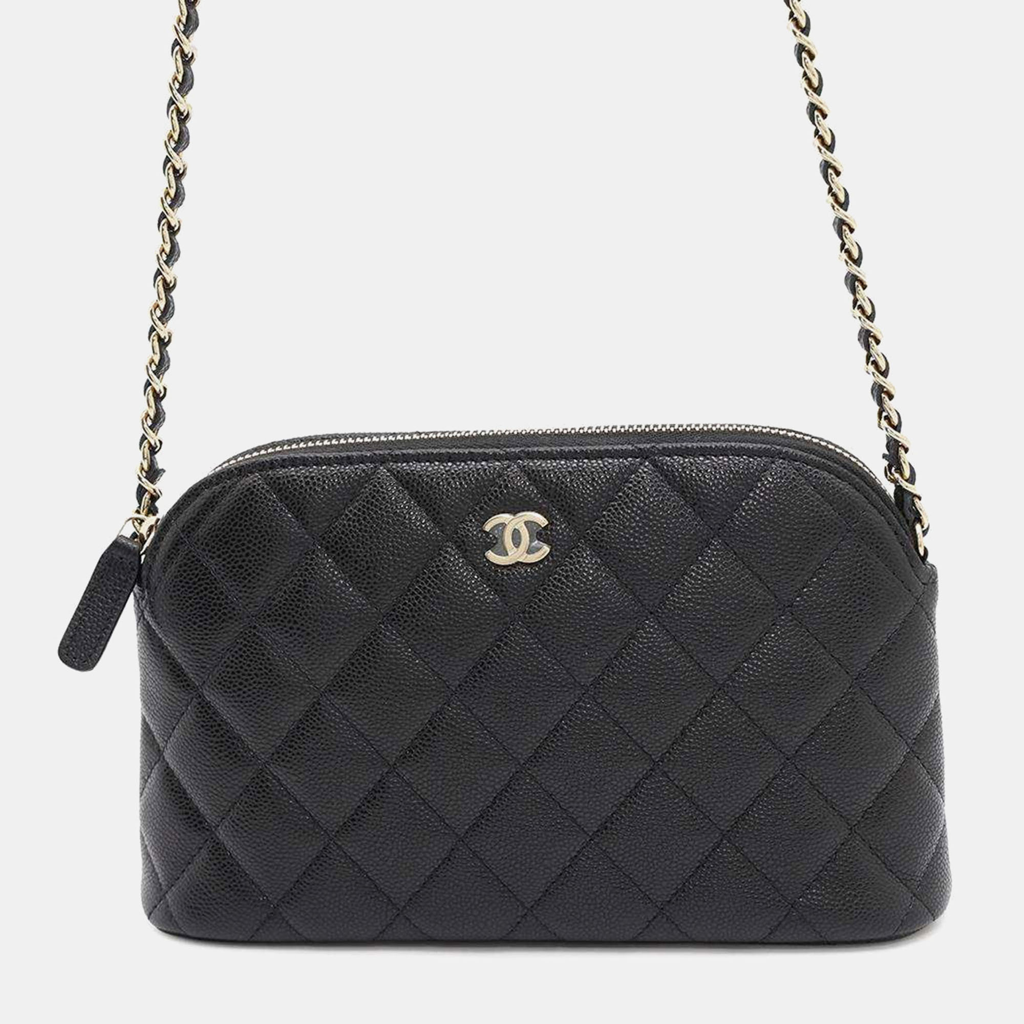 

Chanel Black Caviar Leather Timeless Classics Chain clutch Bag