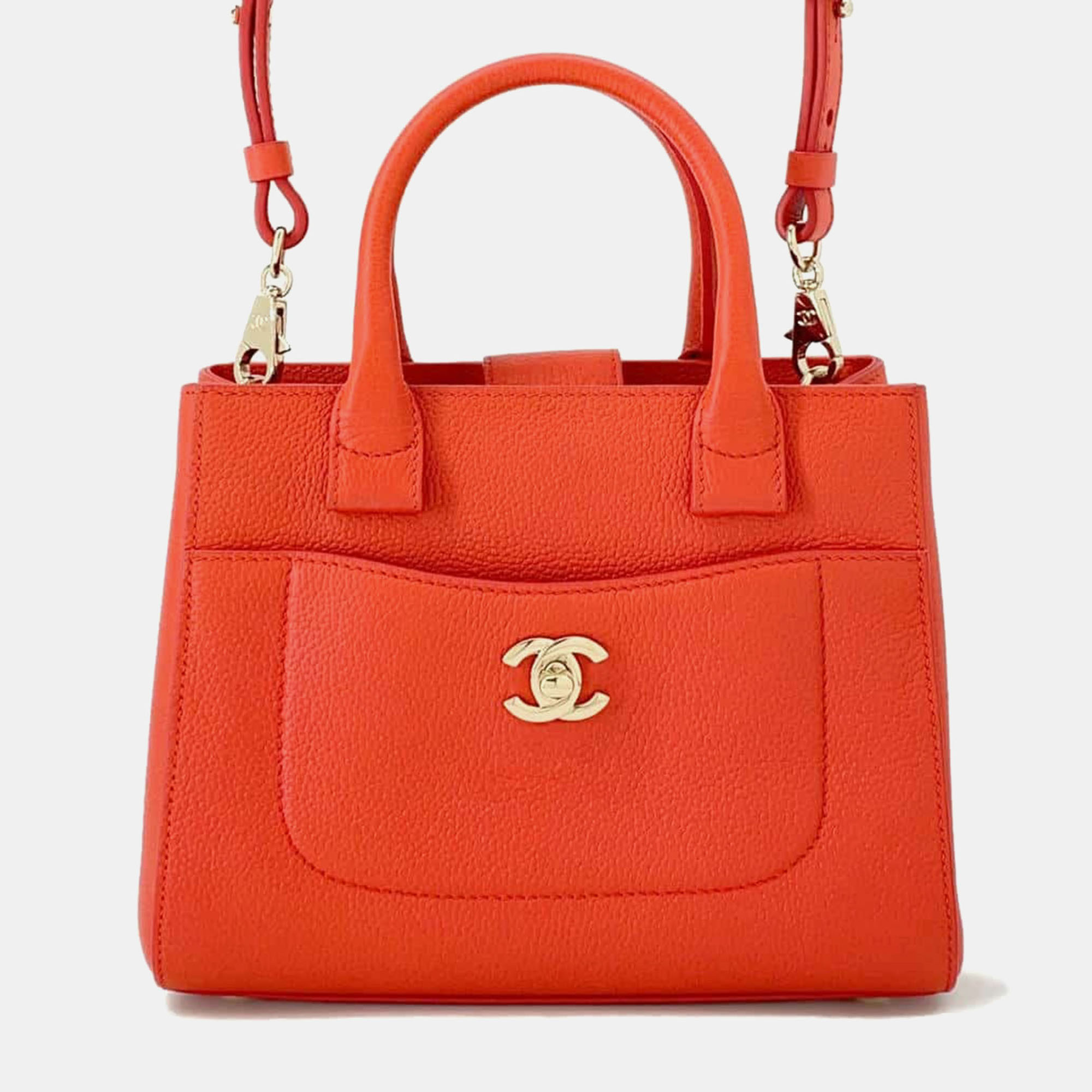 

Chanel Red Leather Small Neo Executive Tote Bag