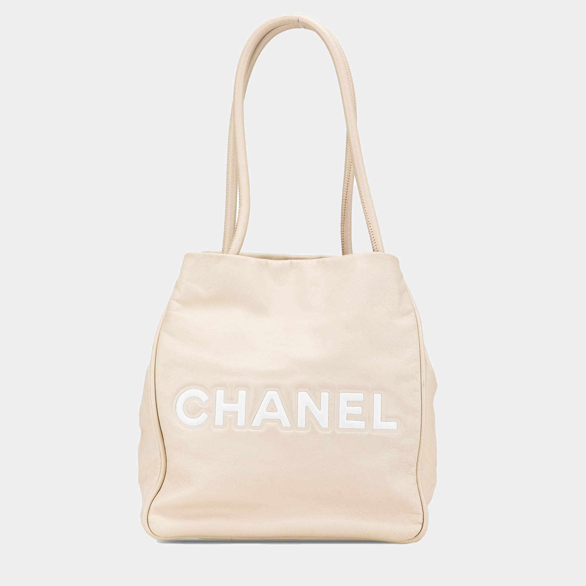 

Chanel Brown Lambskin Logo Camellia Tote Bag