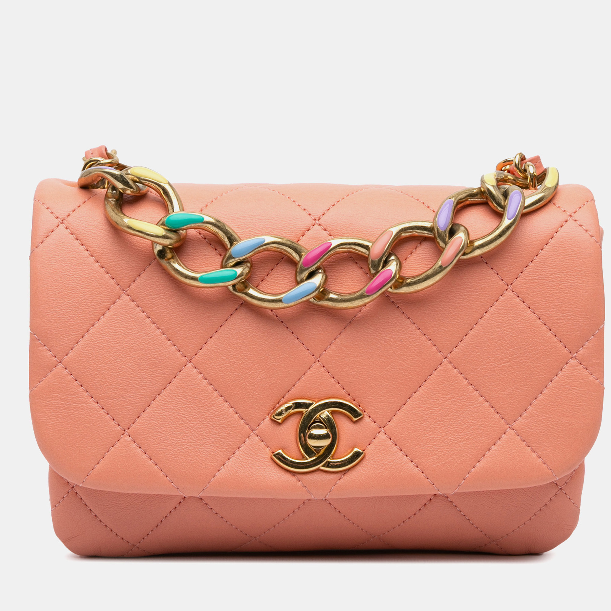 

Chanel Pink Small Lambskin Color Match Flap Bag