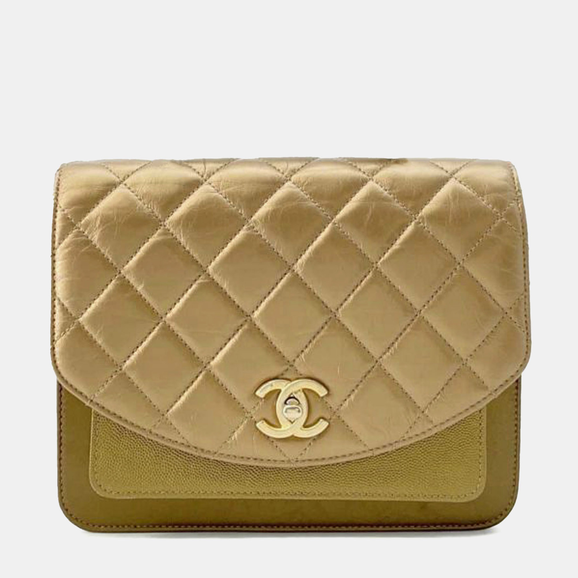 

Chanel Gold Mini Metallic Calfskin and Caviar Bag