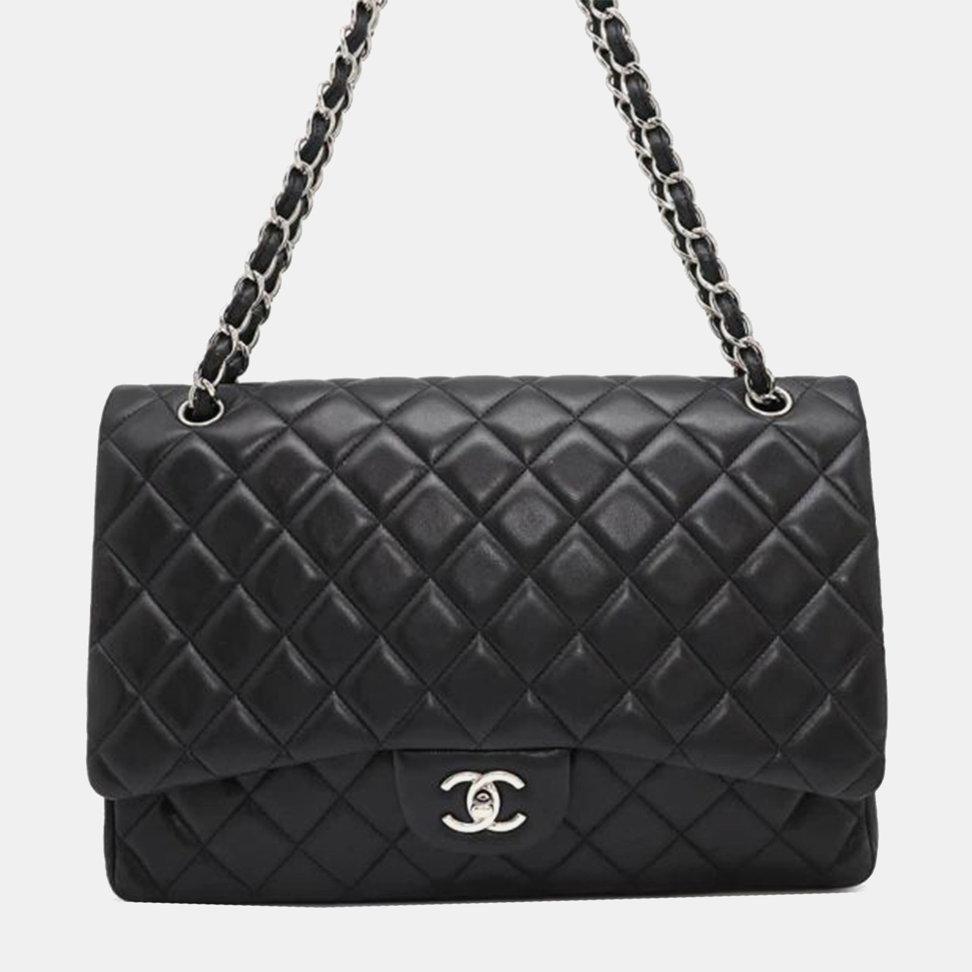 

Chanel Black Maxi Classic Lambskin Single Flap Bag