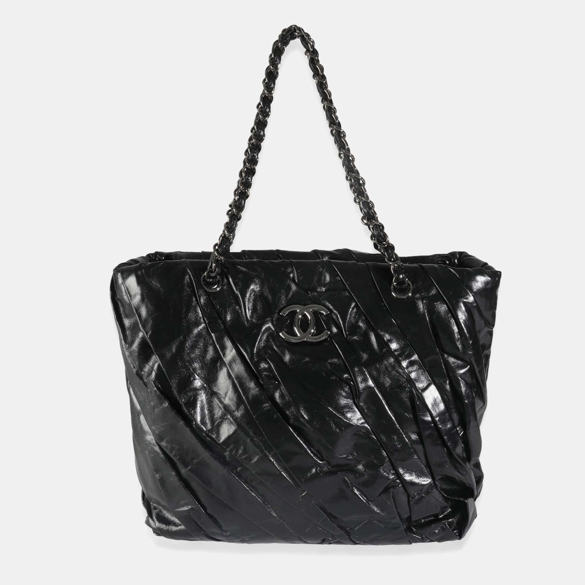 

Chanel Black Glazed Calfskin Large Twisted Tote Bag