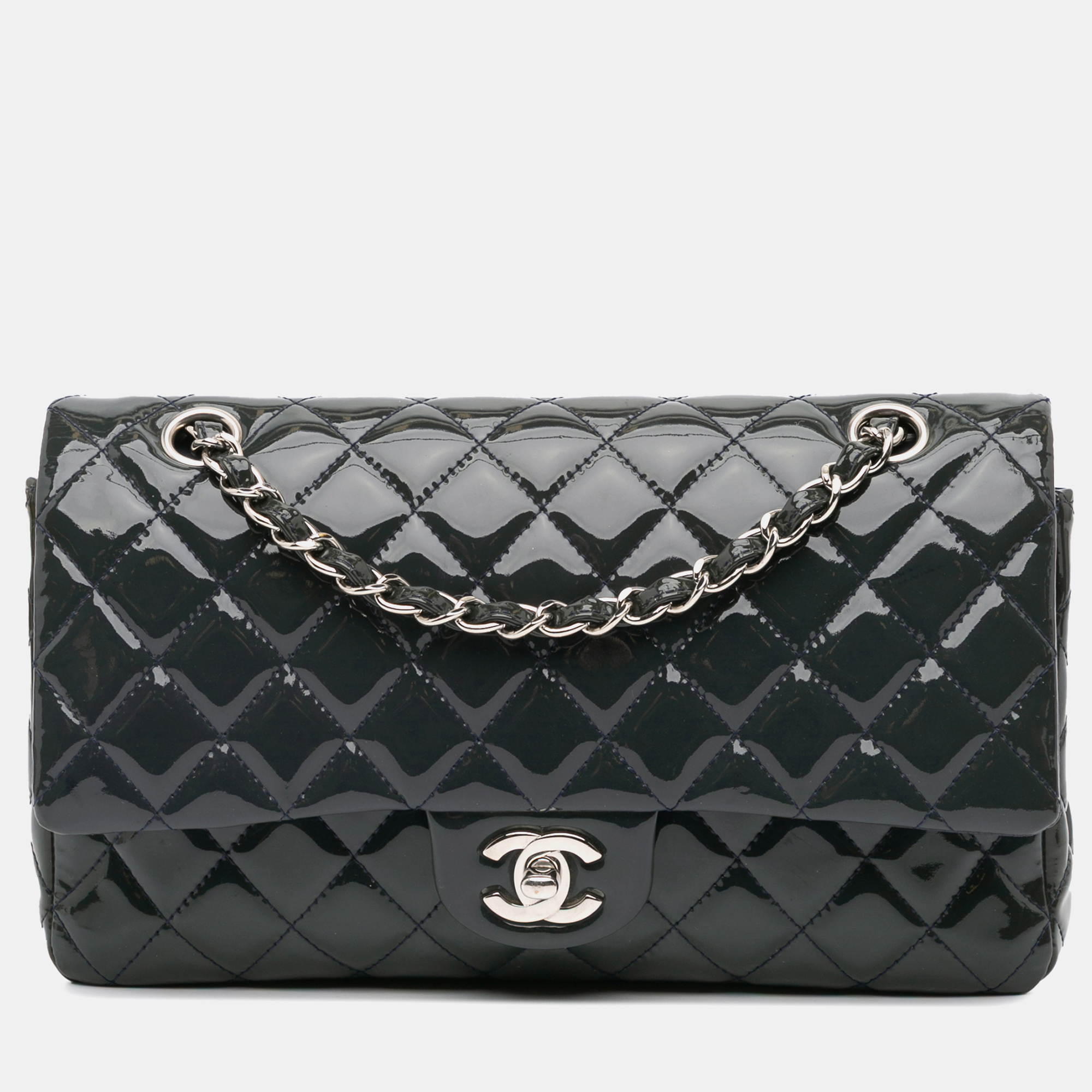 

Chanel Blue Medium Classic Patent Double Flap