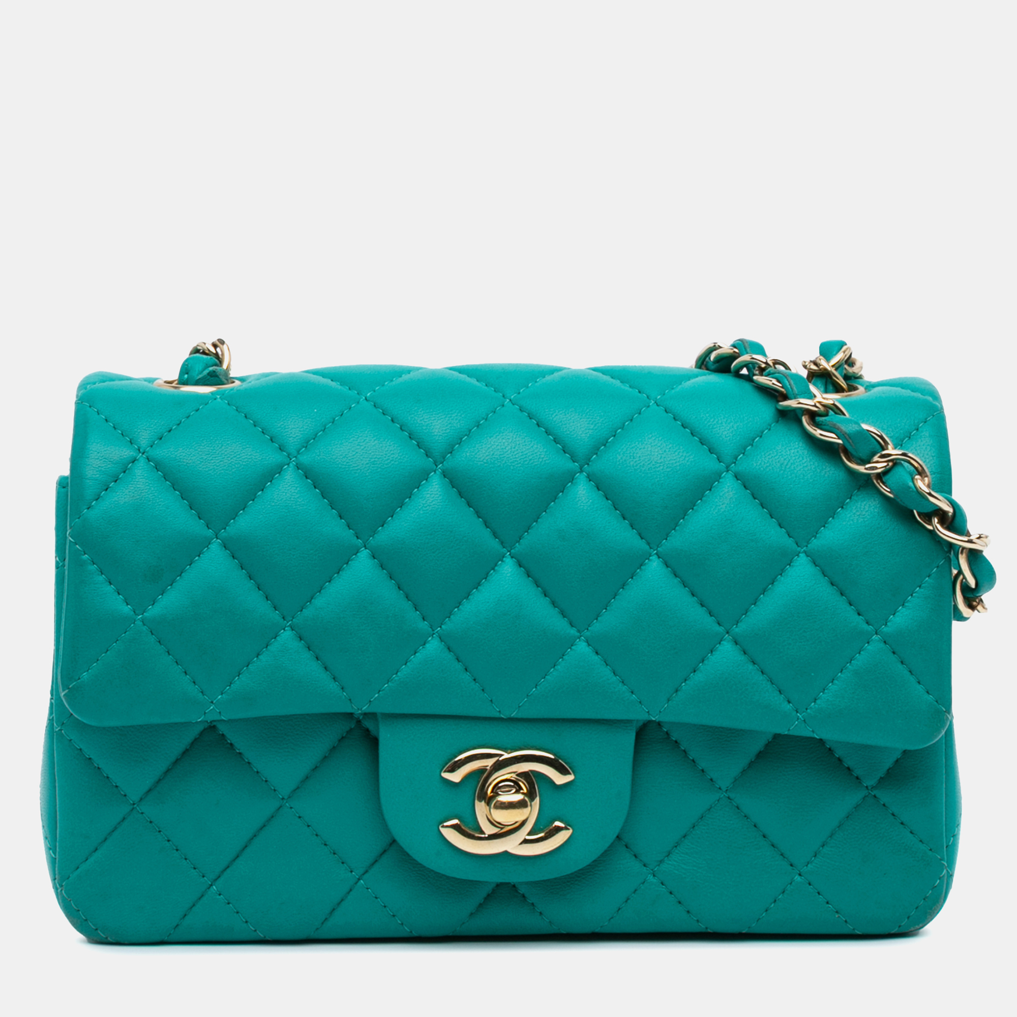 

Chanel Blue Mini Rectangular Classic Lambskin Single Flap