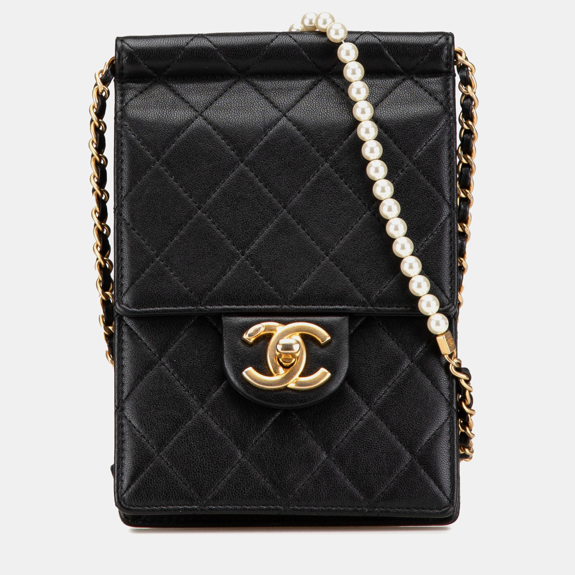 

Chanel Black Quilted Lambskin Vertical Chic Pearls Flap