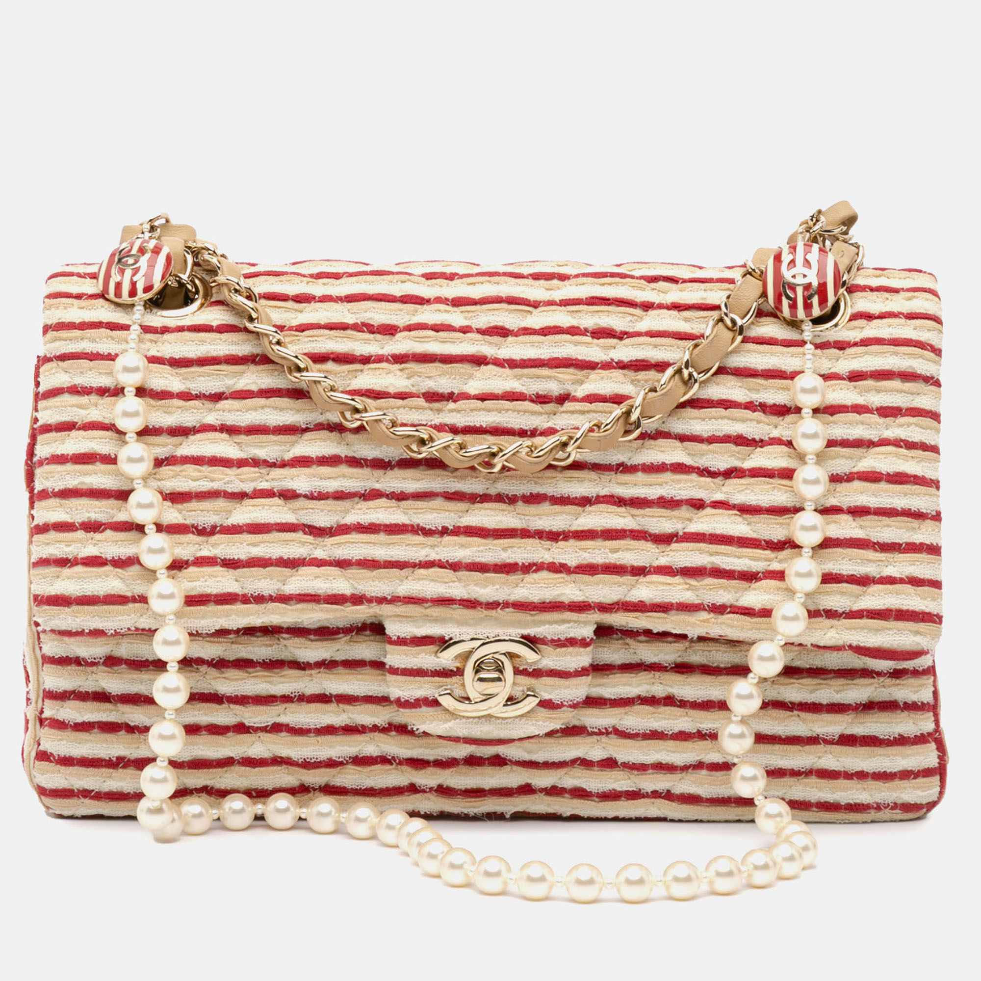 

Chanel Red Medium Classic Jersey Coco Sailor Double Flap