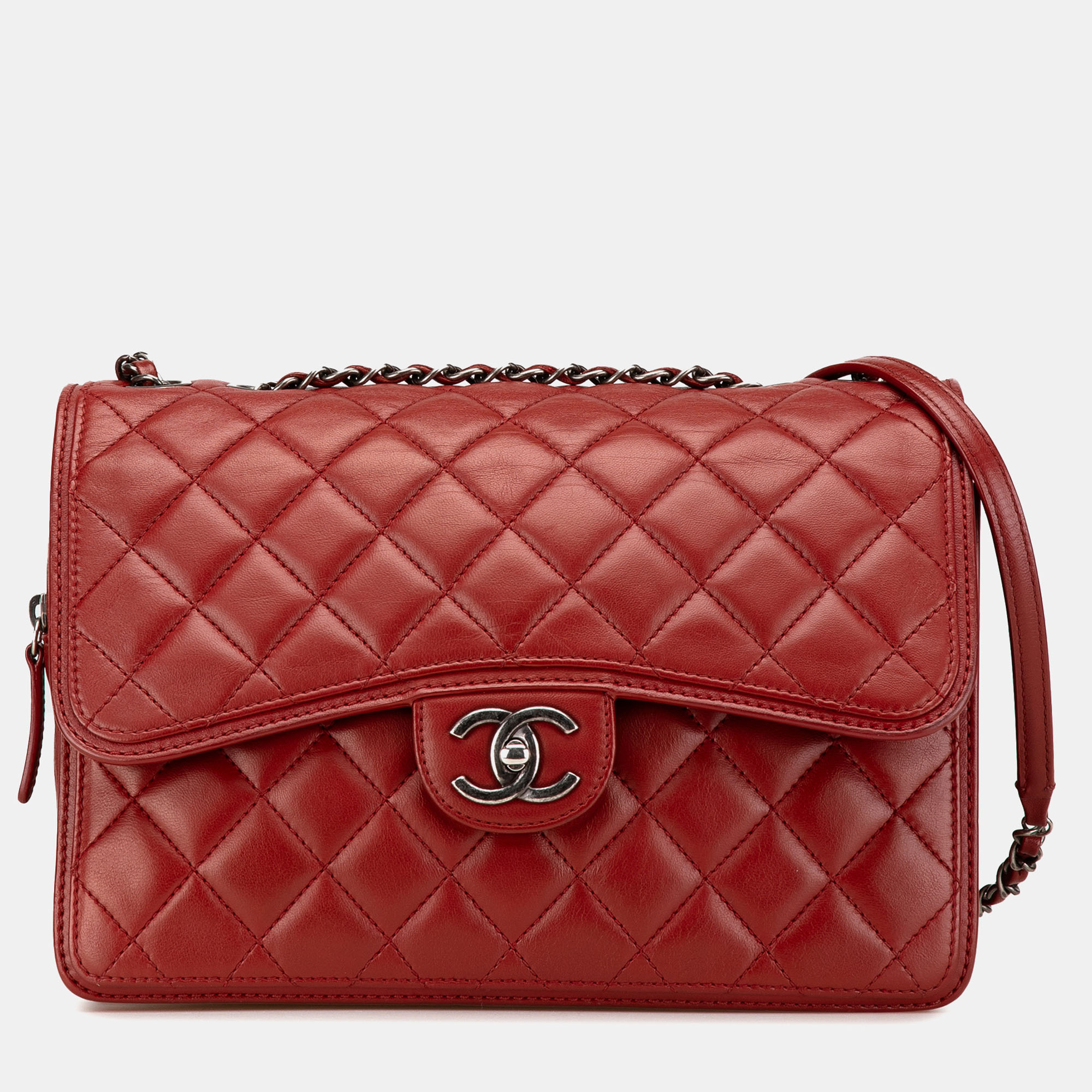 

Chanel Red Large Quilted Lambskin Citizen Zip Flap