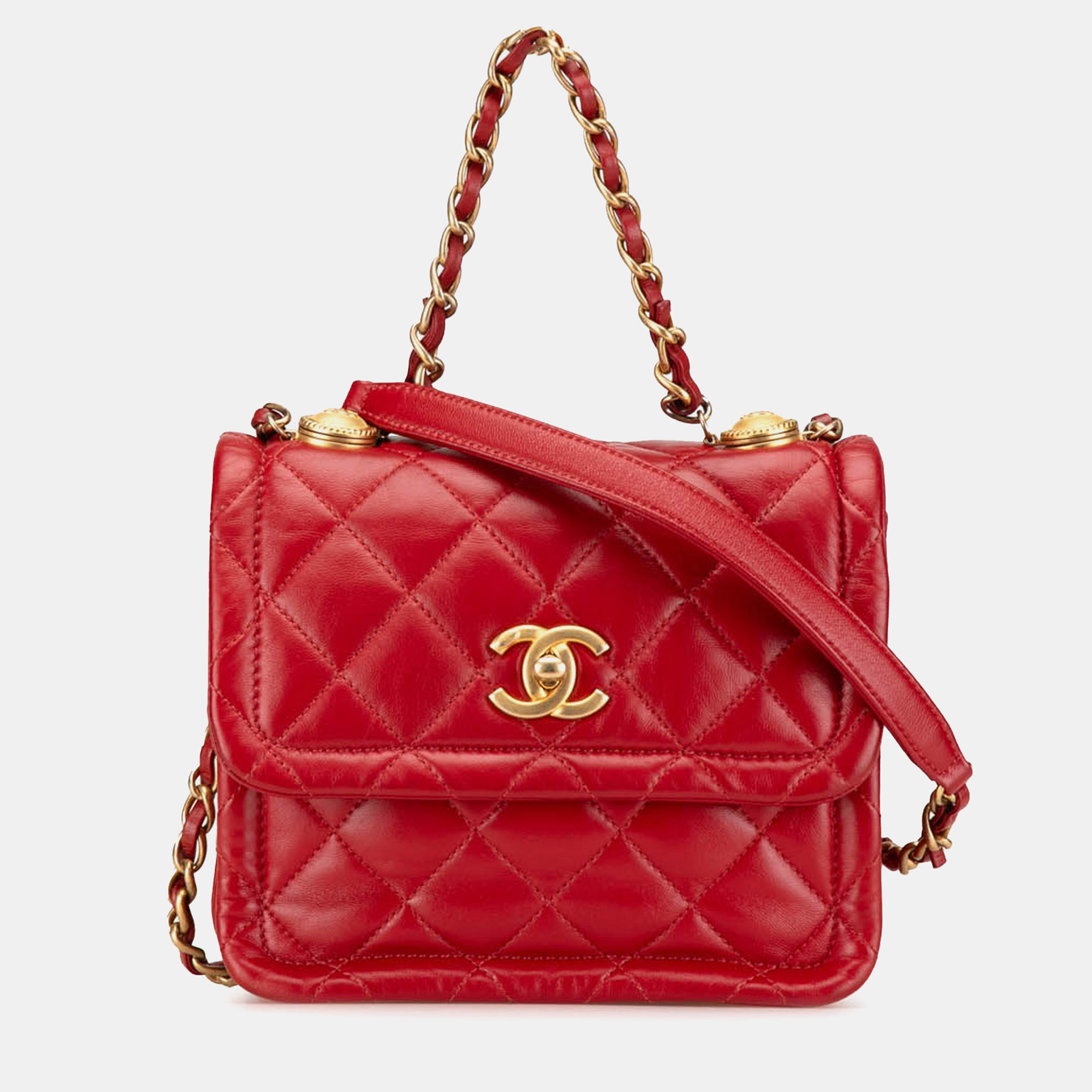 

Chanel Red Mini Quilted Lambskin Soft Square Flap