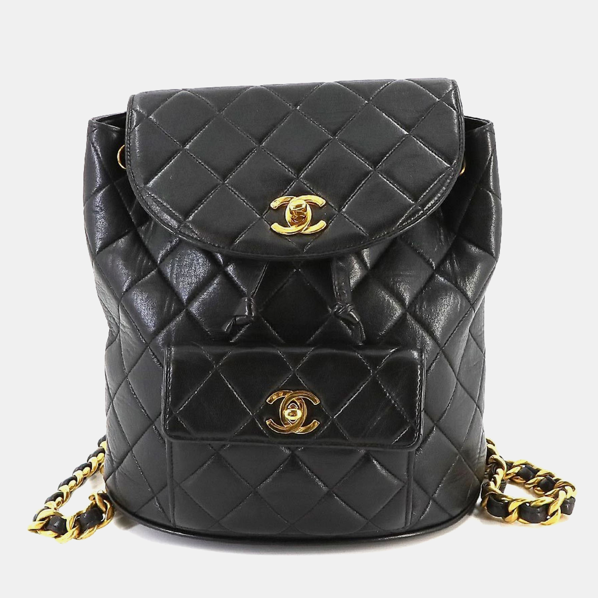 

Chanel Matelasse Chain Backpack Leather Black Gold Hardware Duma