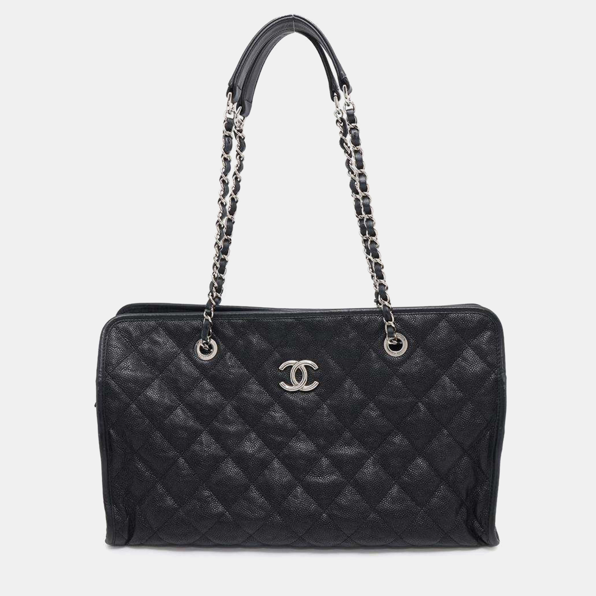 

Chanel Chain Shoulder Bag French Riviera Caviar Skin Black