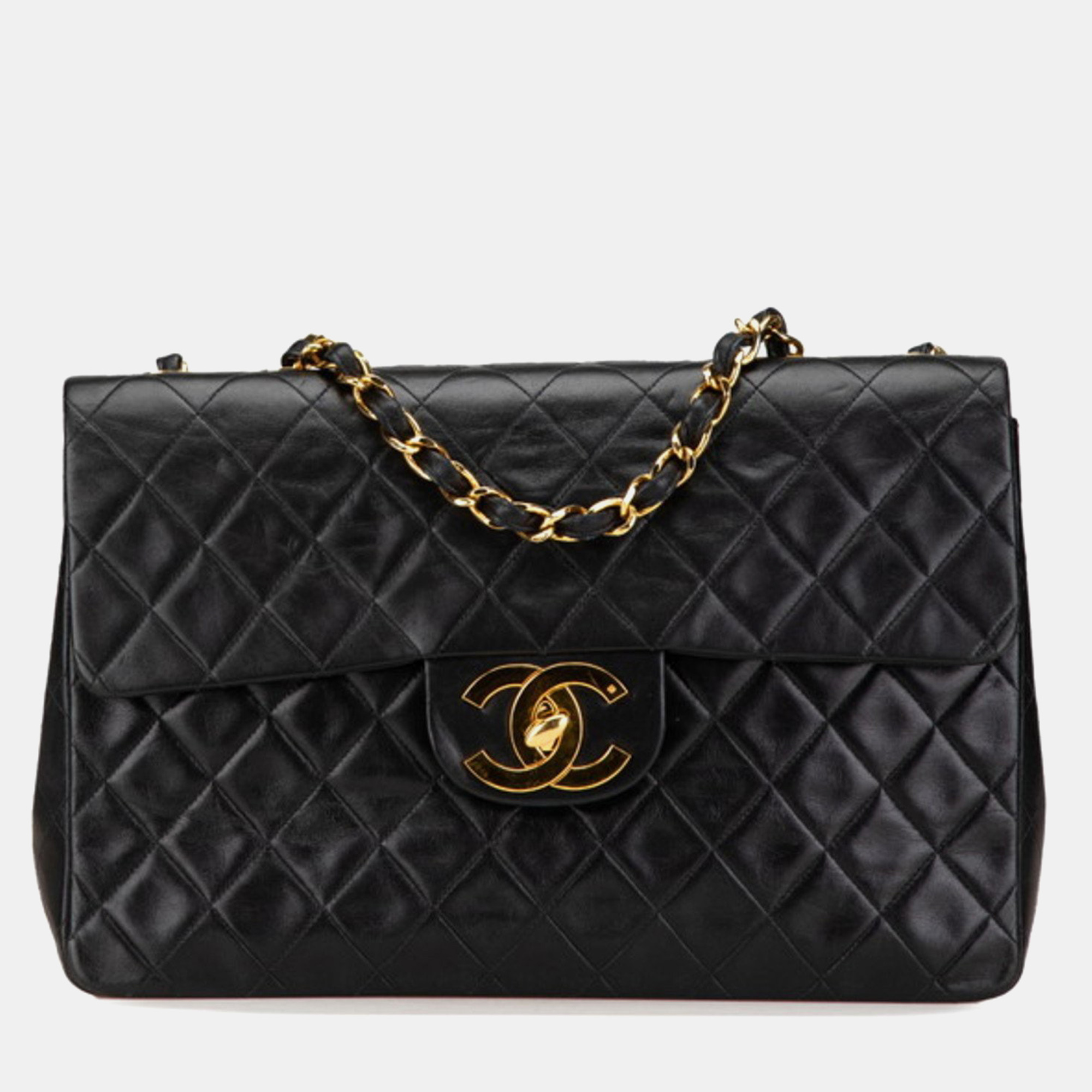 

Chanel Deca Matelasse 34 Coco Mark Chain Shoulder Bag Black Lambskin