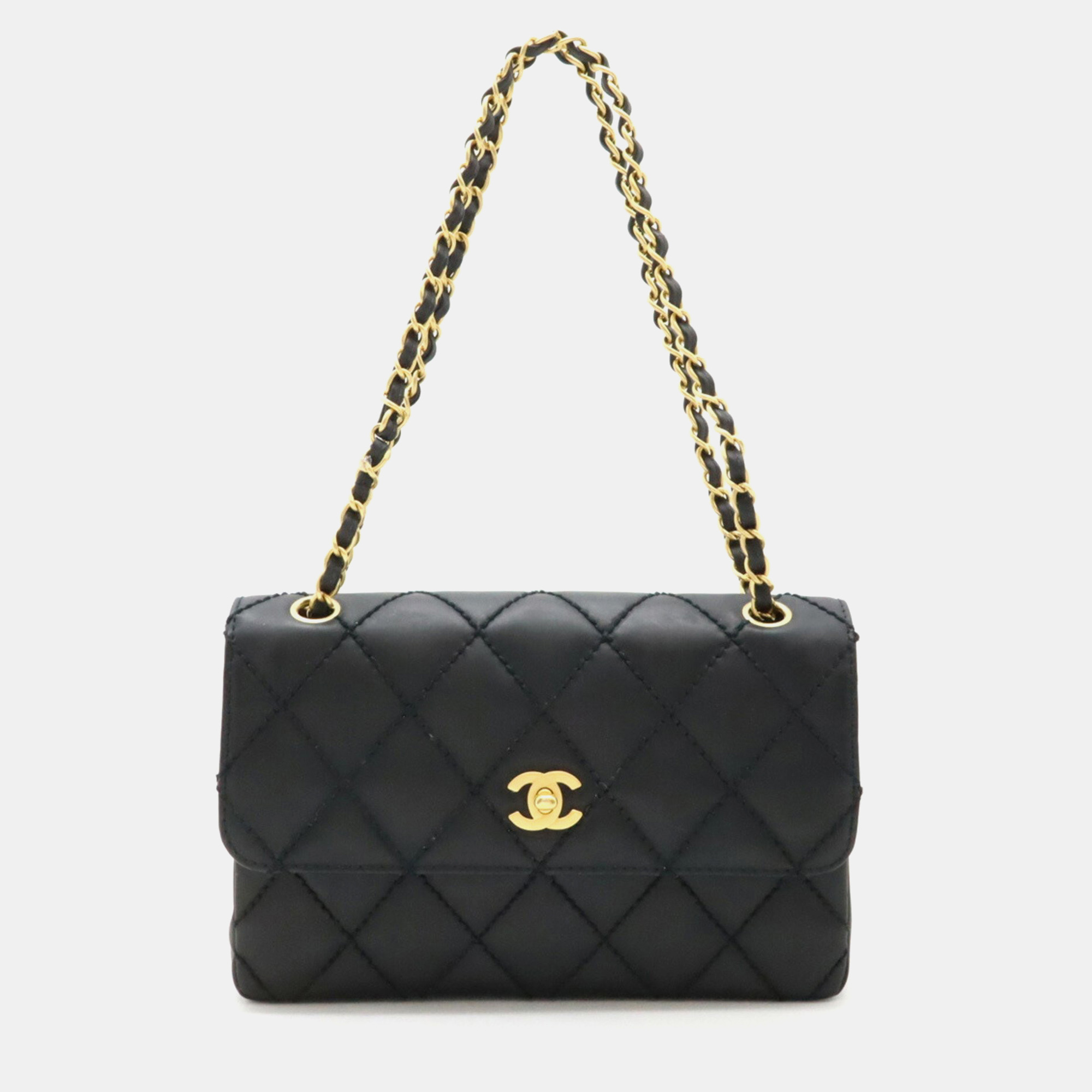 

Chanel Black Leather Wild Stitch Chain Shoulder Bag