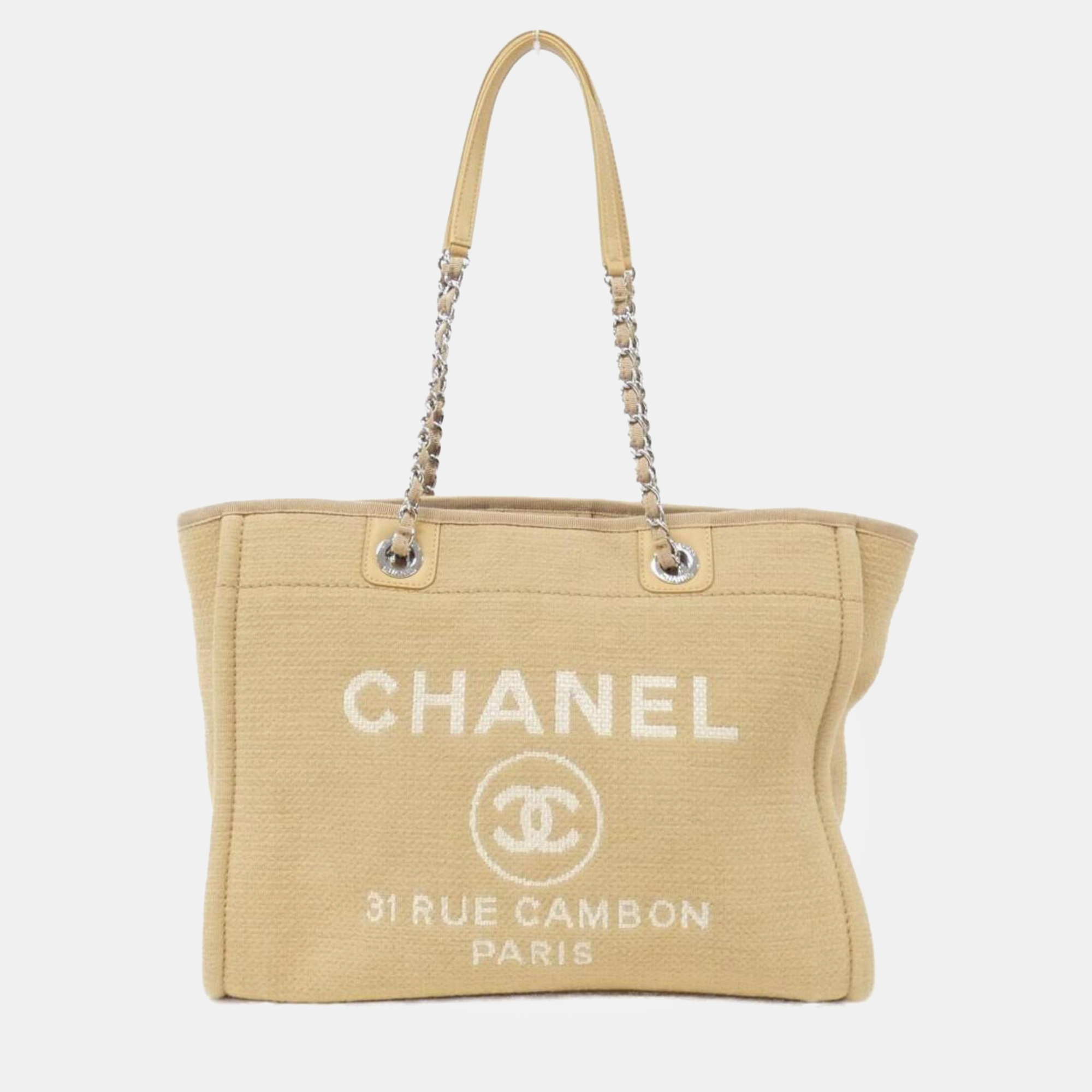 

Chanel Beige Canvas Deauville Tote Bag