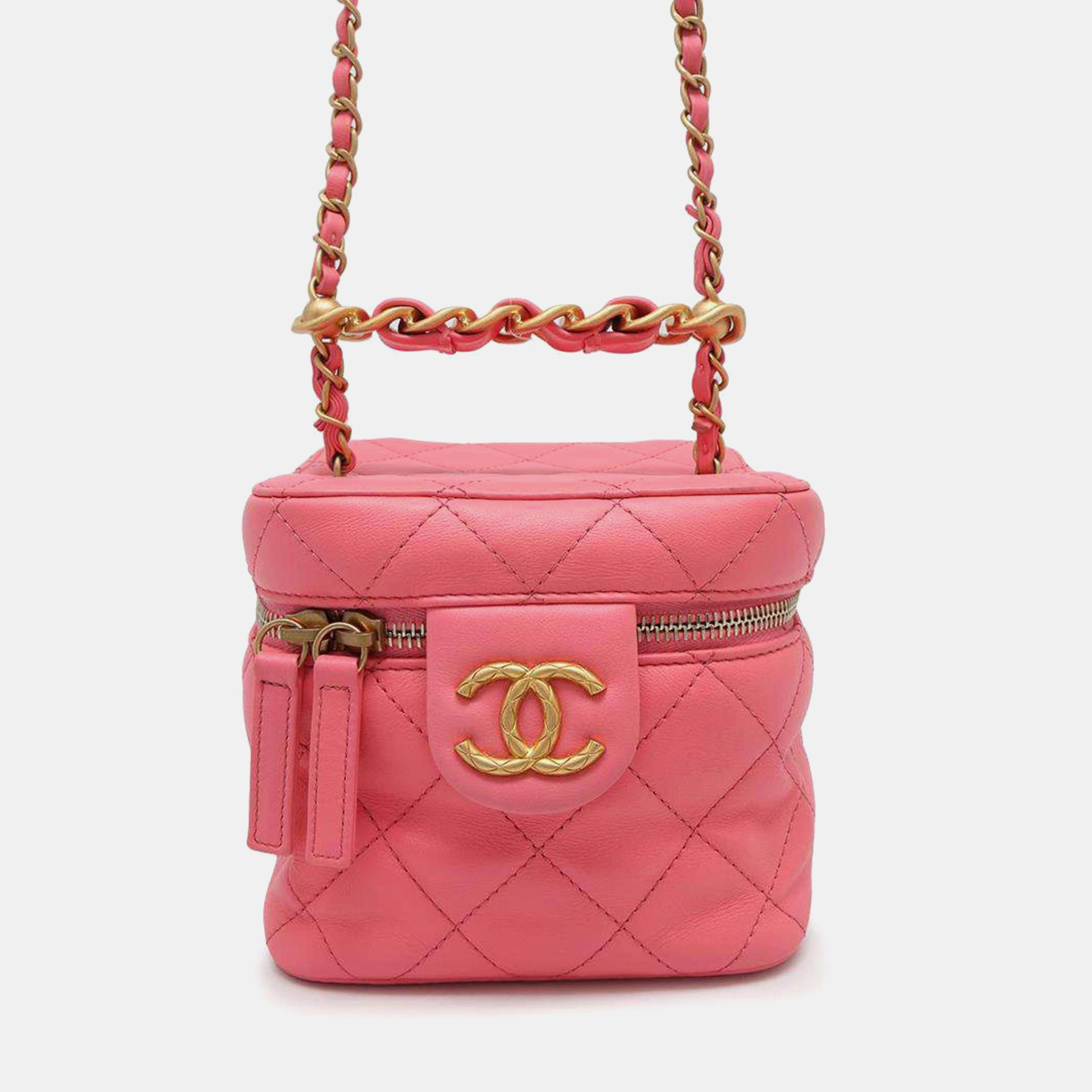 

Chanel Pink Calf Leather Vanity Chain Shoulder Bag