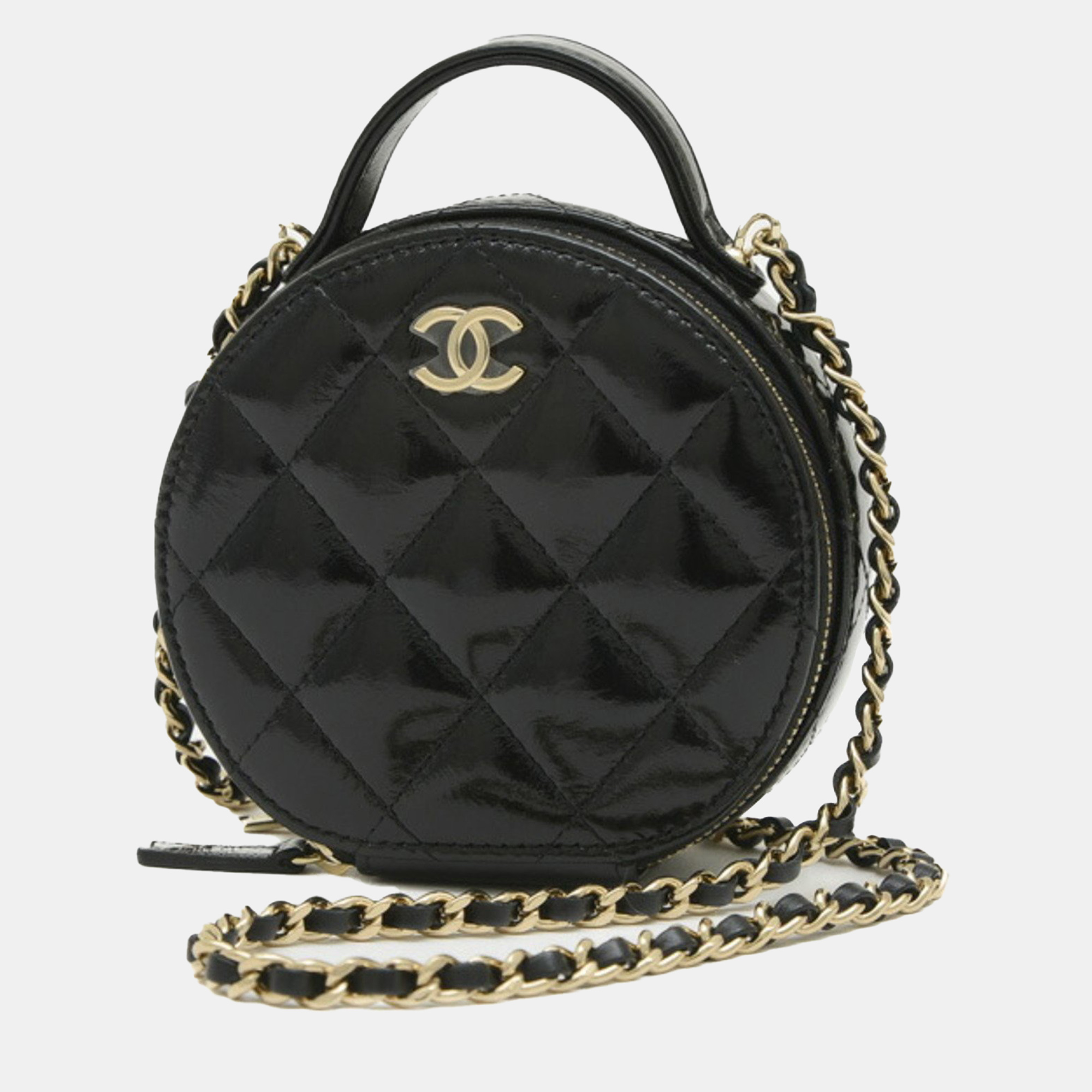 

Chanel Black Calfskin Matelasse Round Chain Shoulder Bag