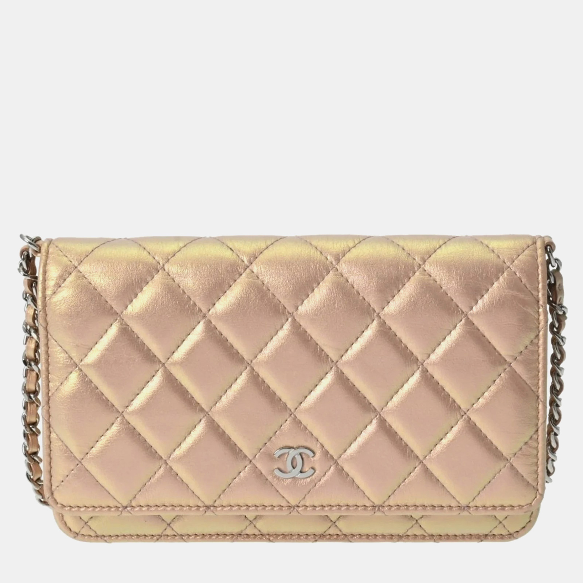 

Chanel Pink Metallic Lambskin Chain Wallet Shoulder Bag