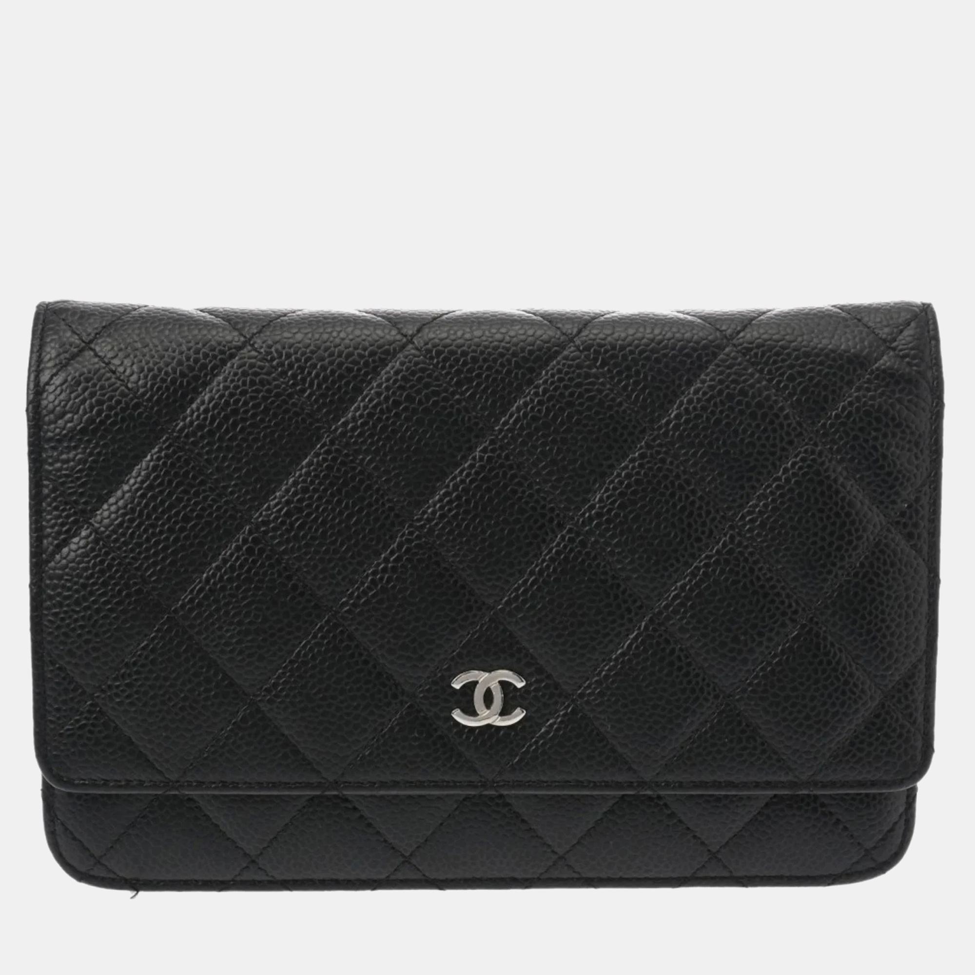 

Chanel Black Caviar Leather Classic Chain Wallet