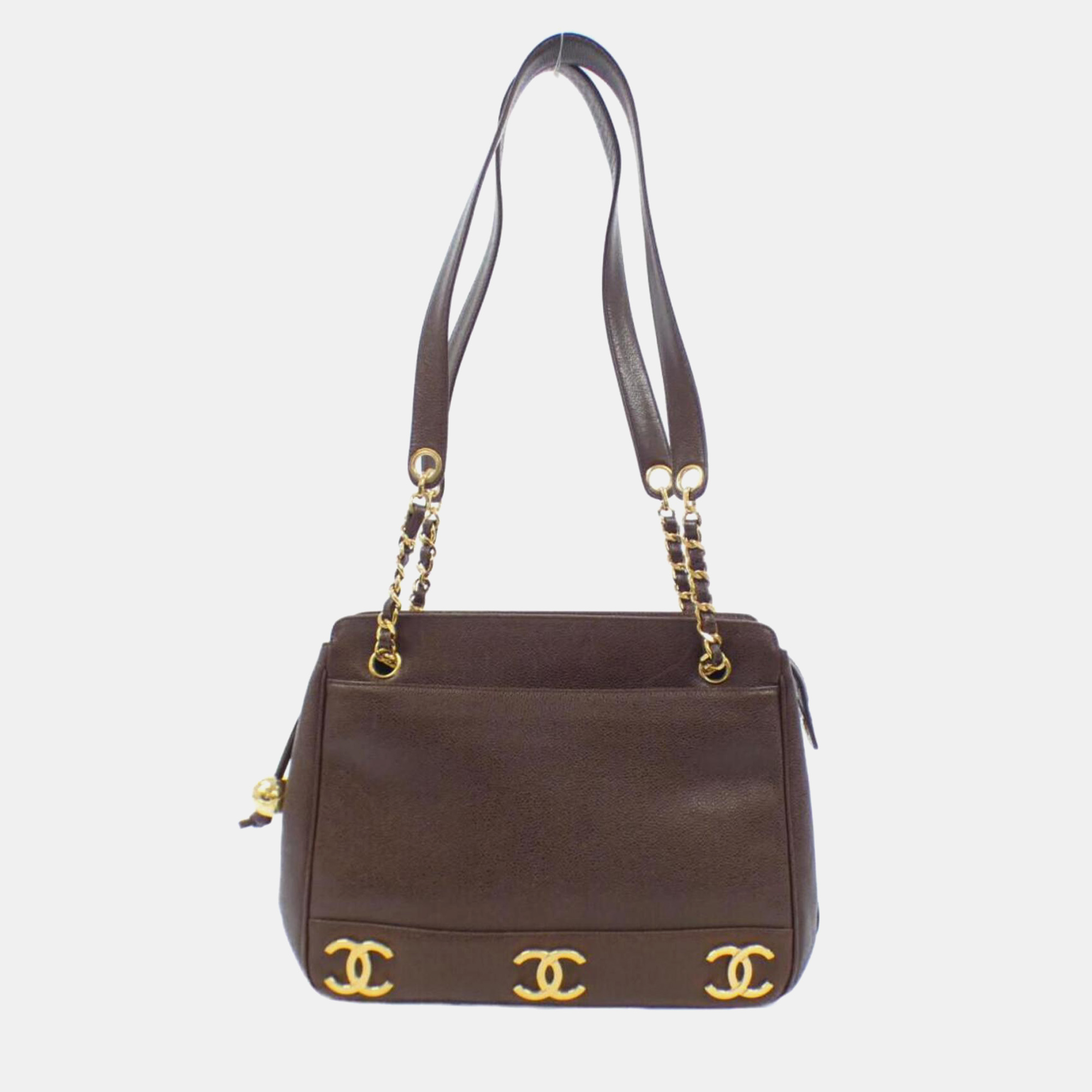 

Chanel Brown Leather CC Logo Shoulder Bag