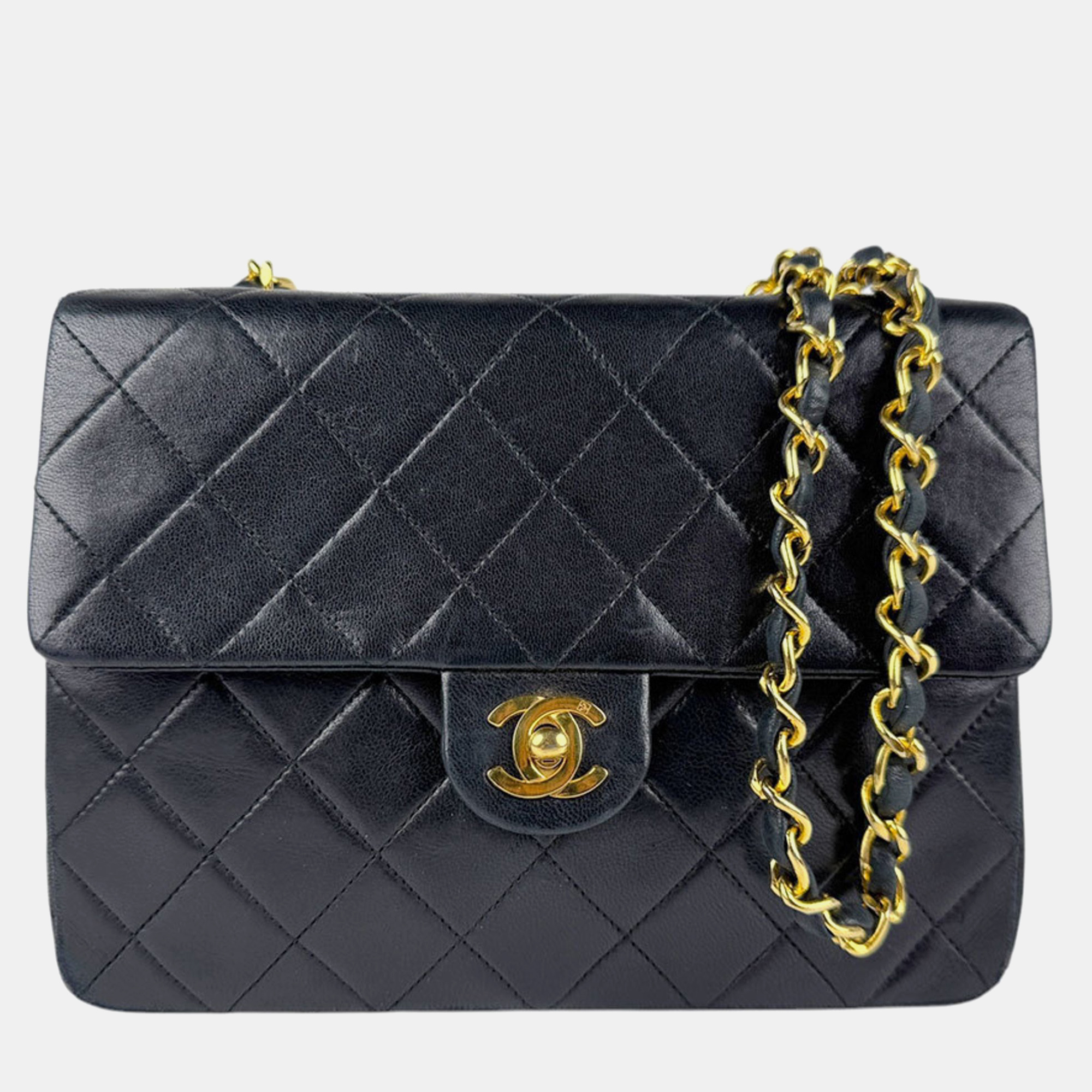 

Chanel Black Lambskin Quilted Mini Square Flap Bag