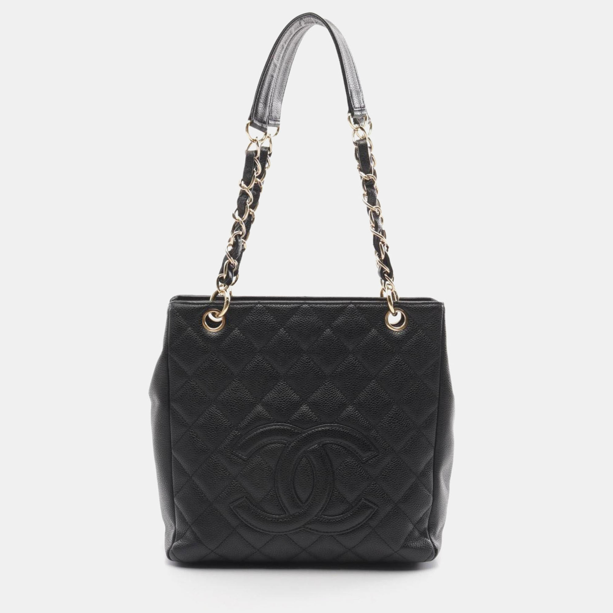 

Chanel Black Leather Matelasse Large Coco Mark Tote Bag