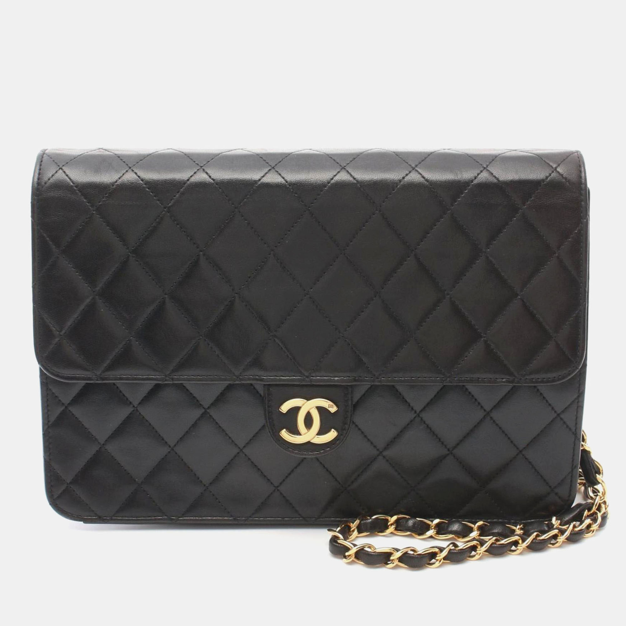

Chanel Quilted Leather Small Vintage Clutch with Chain, Black