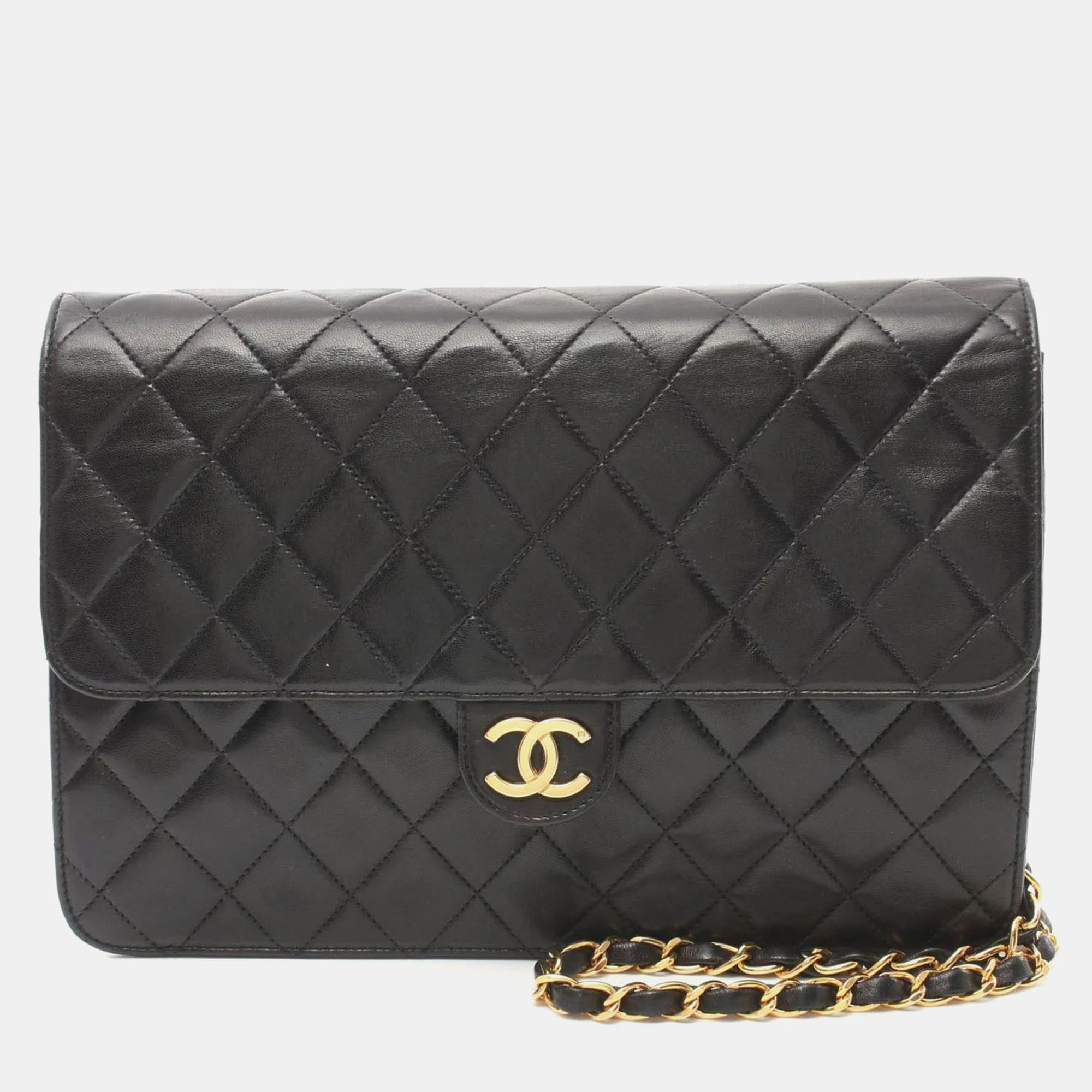 

Chanel Quilted Leather Small Vintage Clutch with Chain, Black