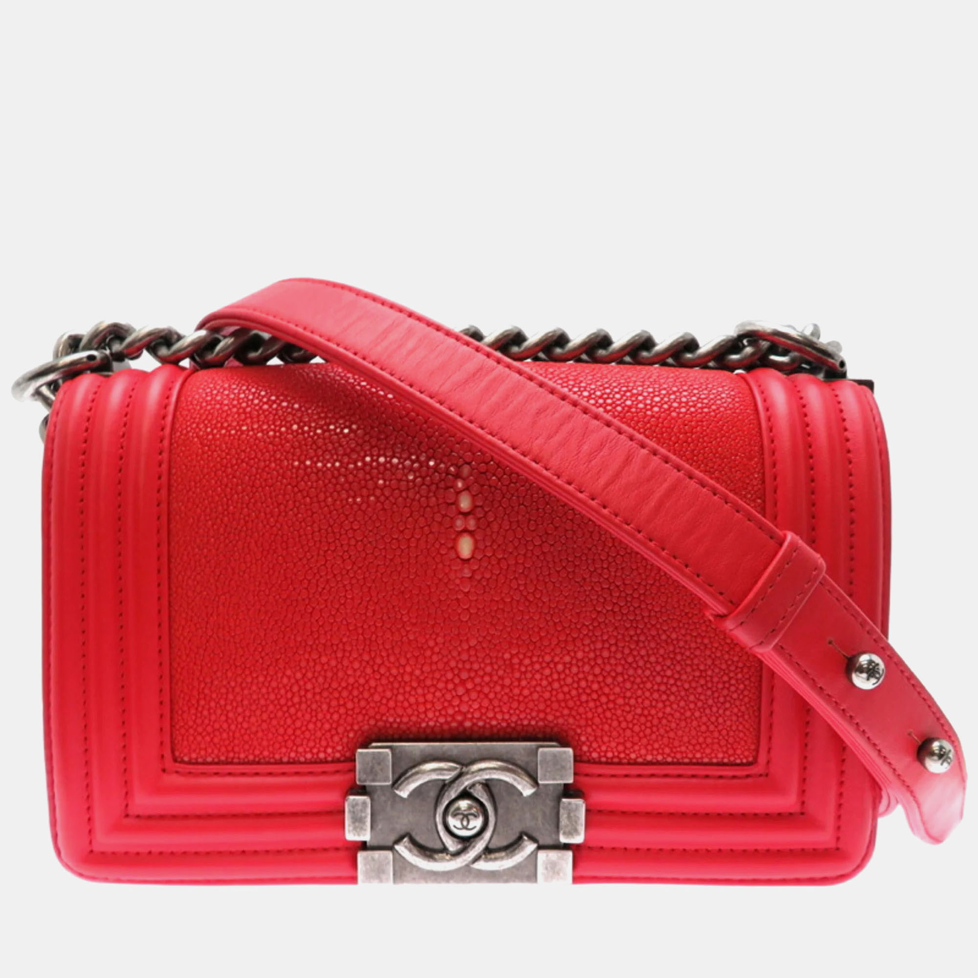 

Chanel Red Stingray And Leather Small Boy Flap Bag