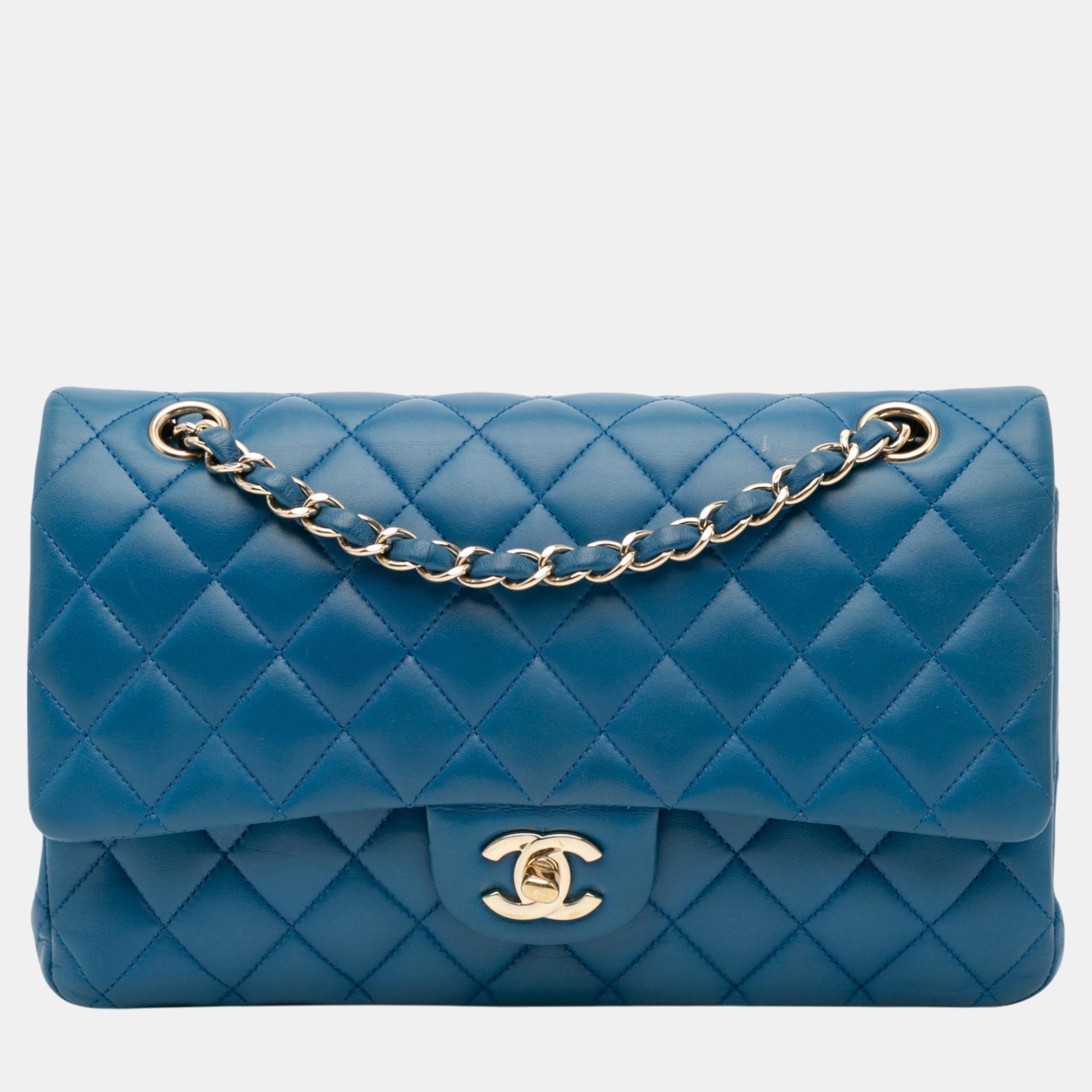 

Chanel Blue Medium Classic Lambskin Double Flap