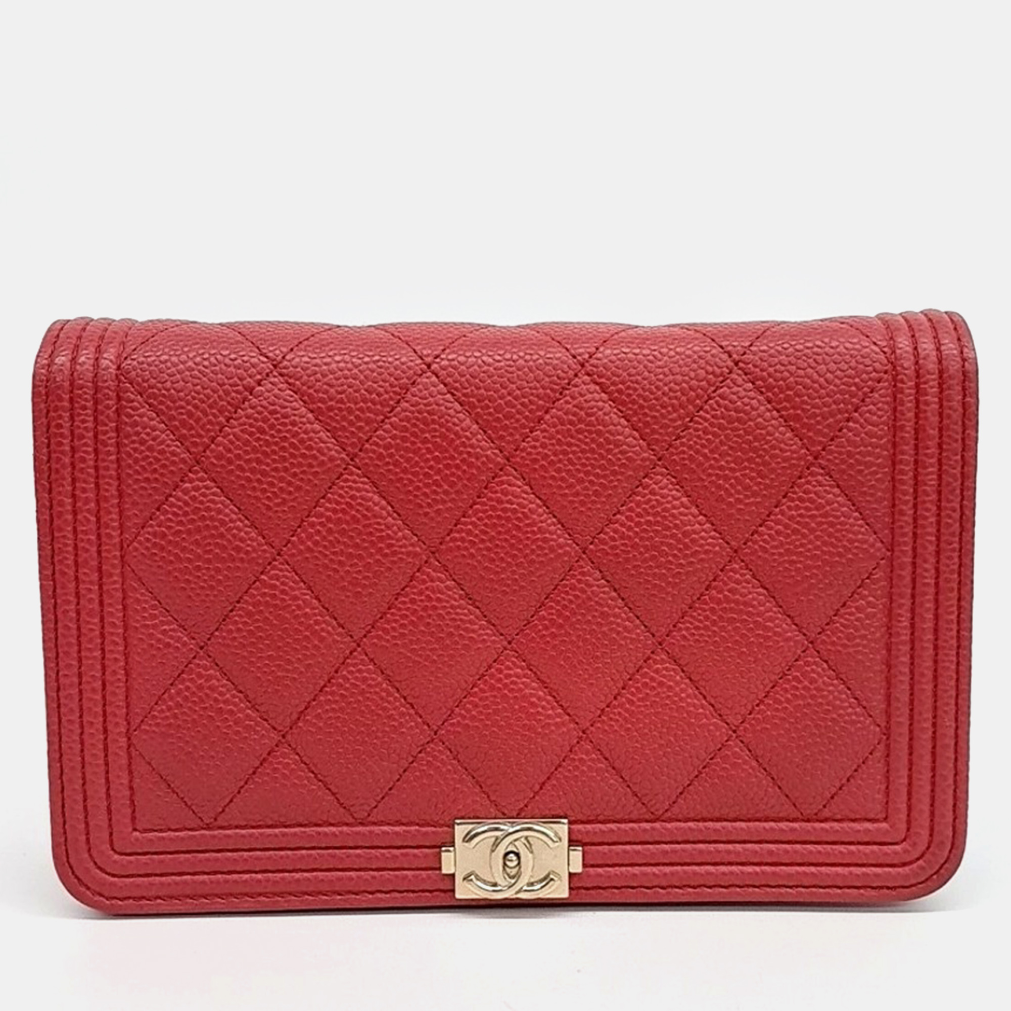 

Chanel Red Leather Caviar WOC Boy Mini crossbody Bag