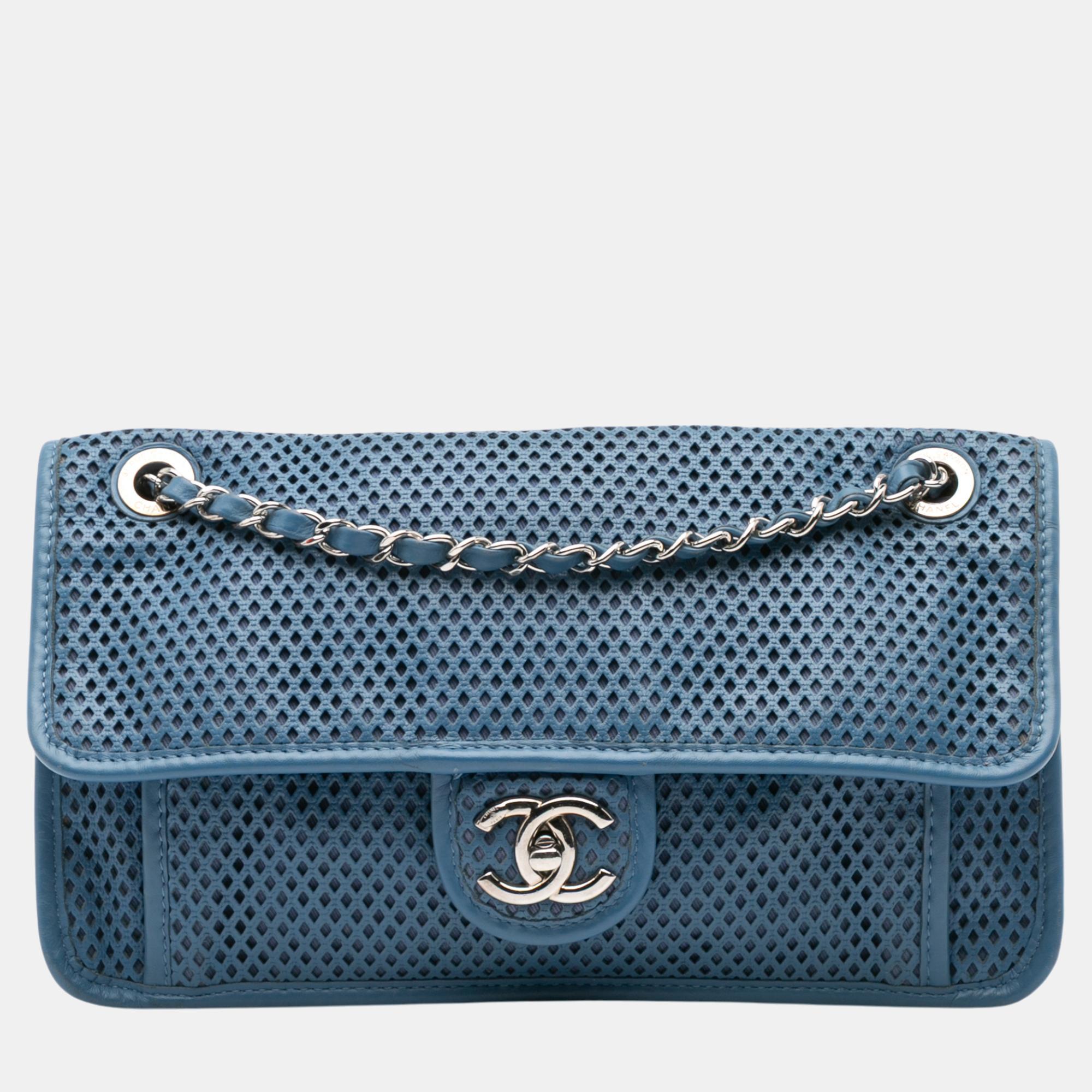 

Chanel Blue Medium Lambskin Perforated Up In The Air Flap