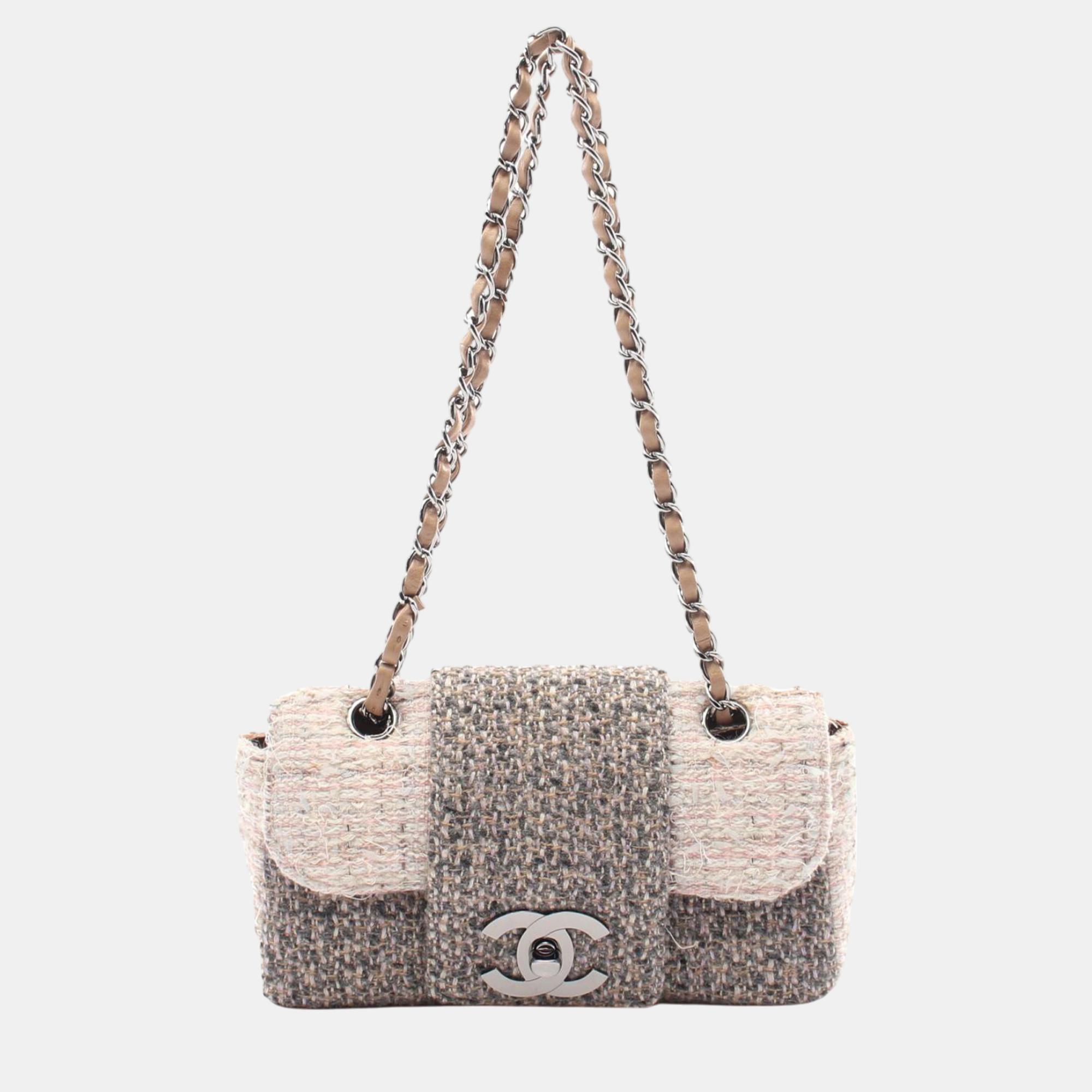 

Chanel Grey/Pink Small Tweed Fantasy Flap