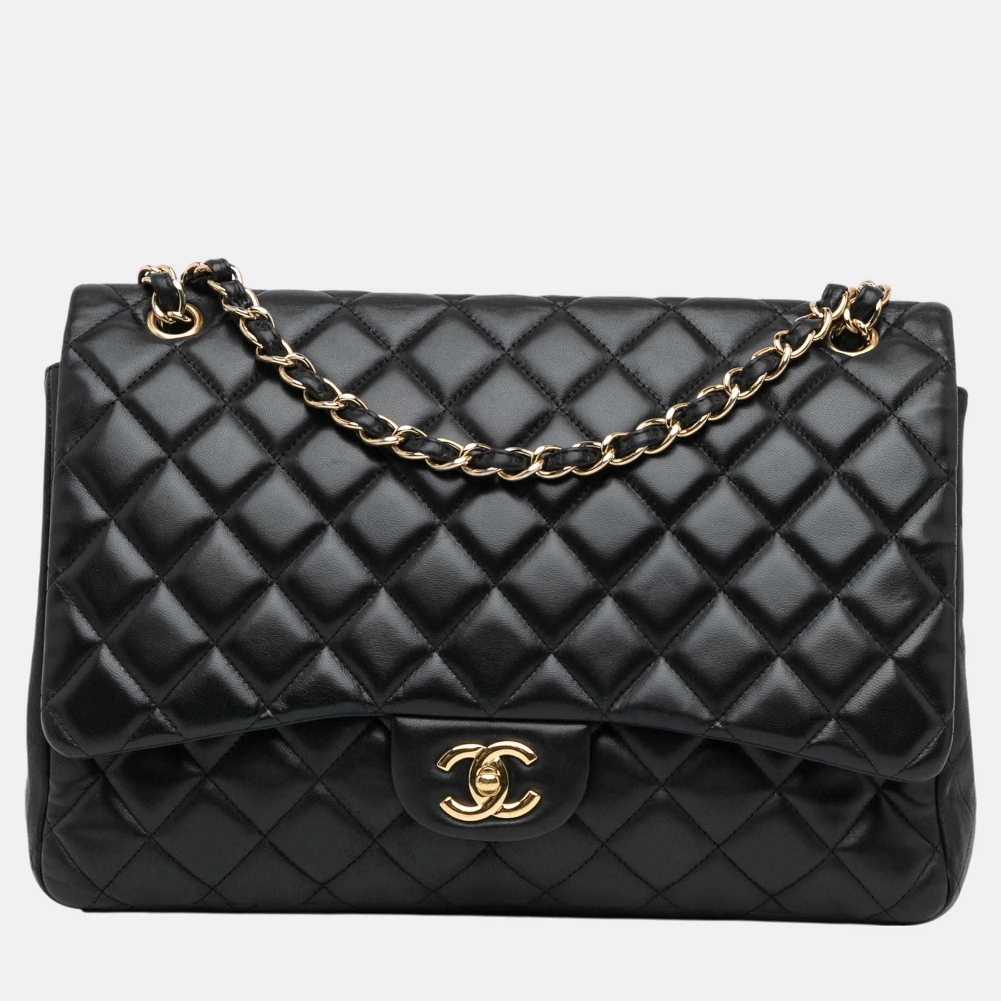 

Chanel Black Maxi Classic Lambskin Single Flap