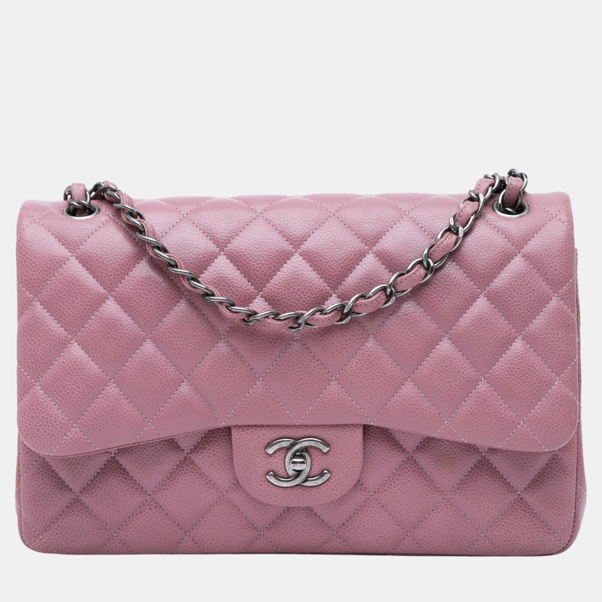 

Chanel Pink Jumbo Classic Caviar Double Flap