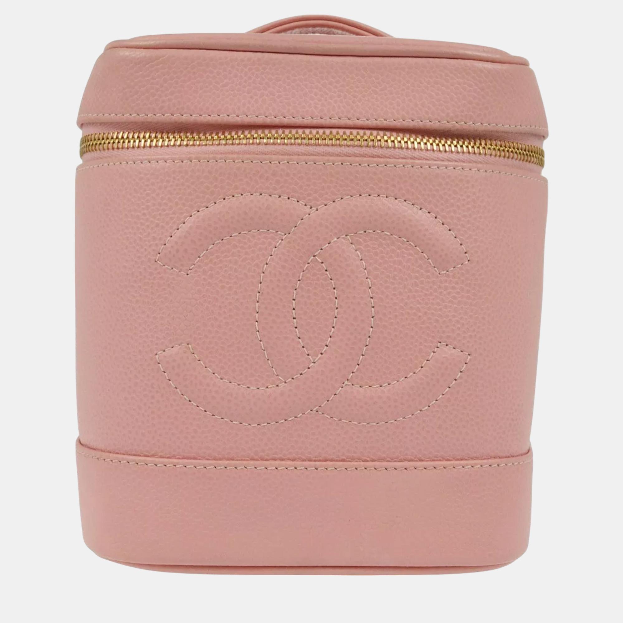 

Chanel Pink Leather Timeless Vanity Shoulder Bag