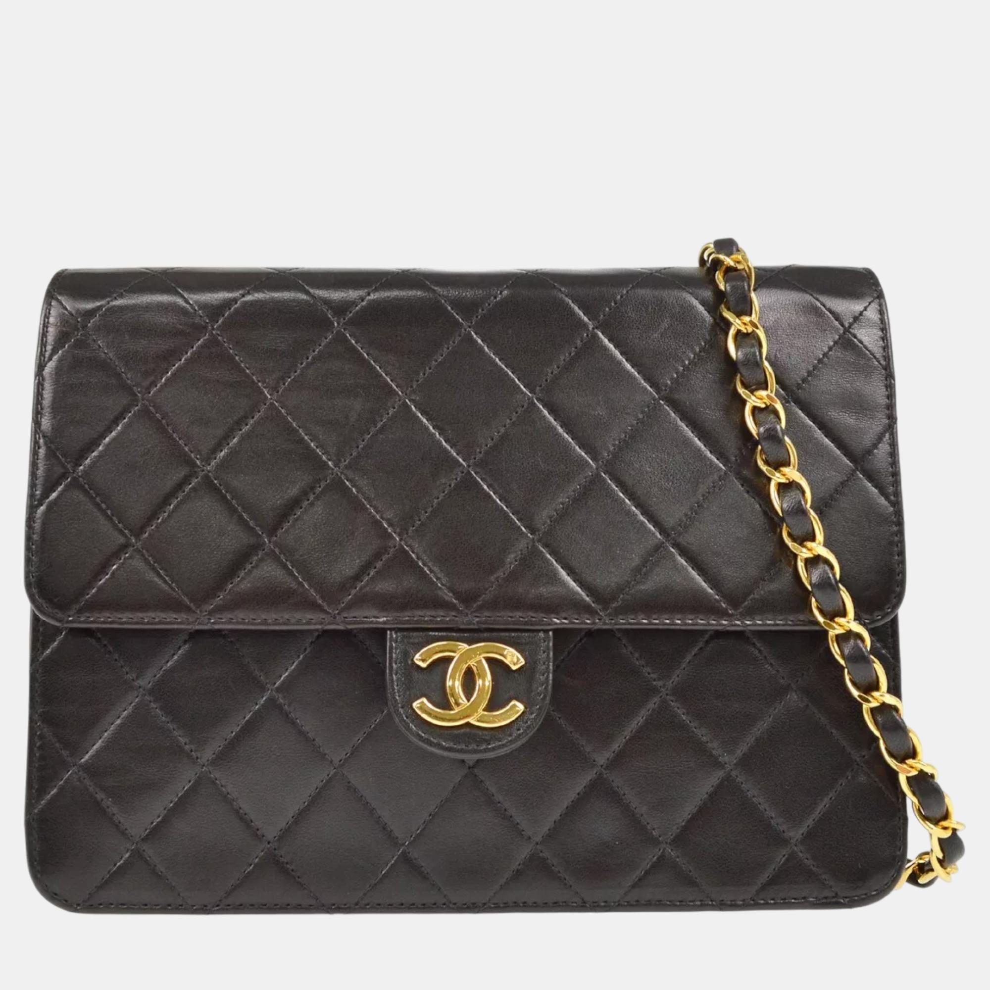 

Chanel Black Lambskin Flap Shoulder Bag