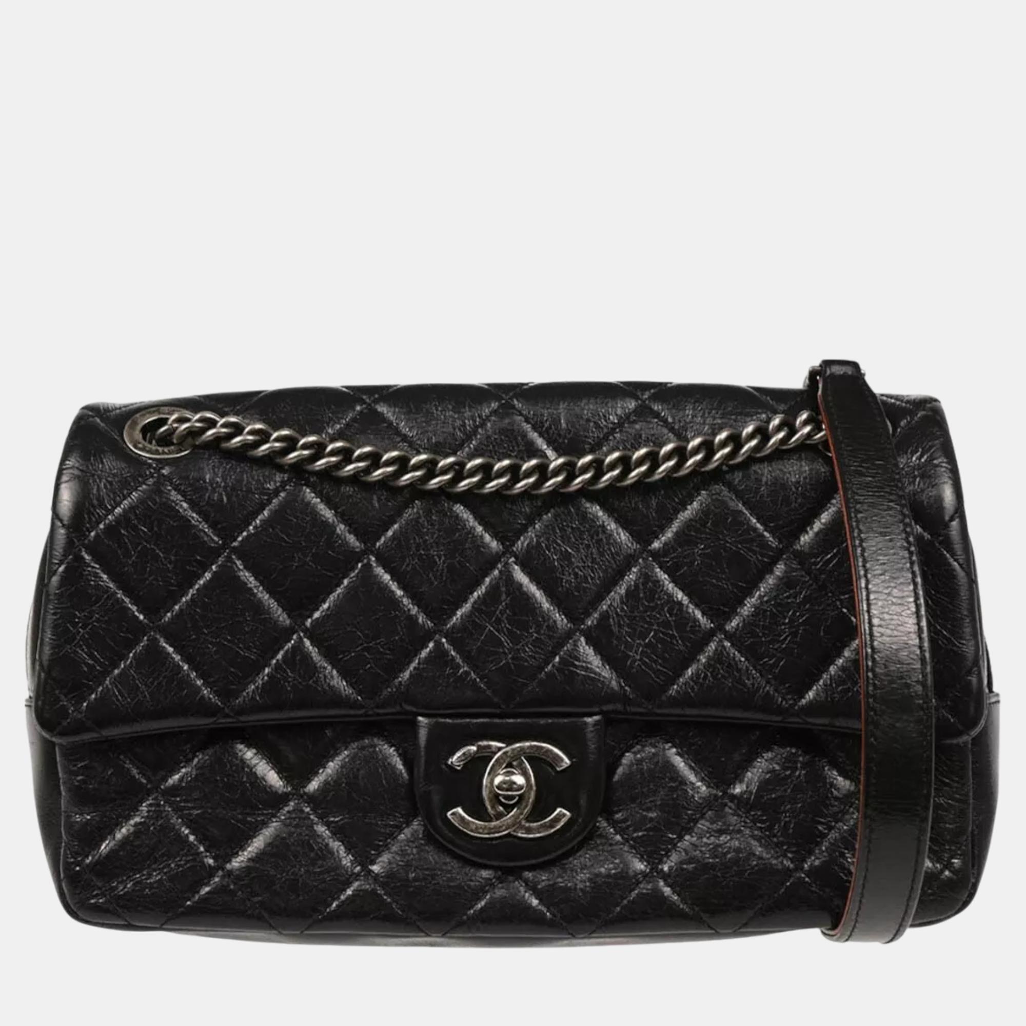 

Chanel Black Lambskin Leather Shoulder Bag