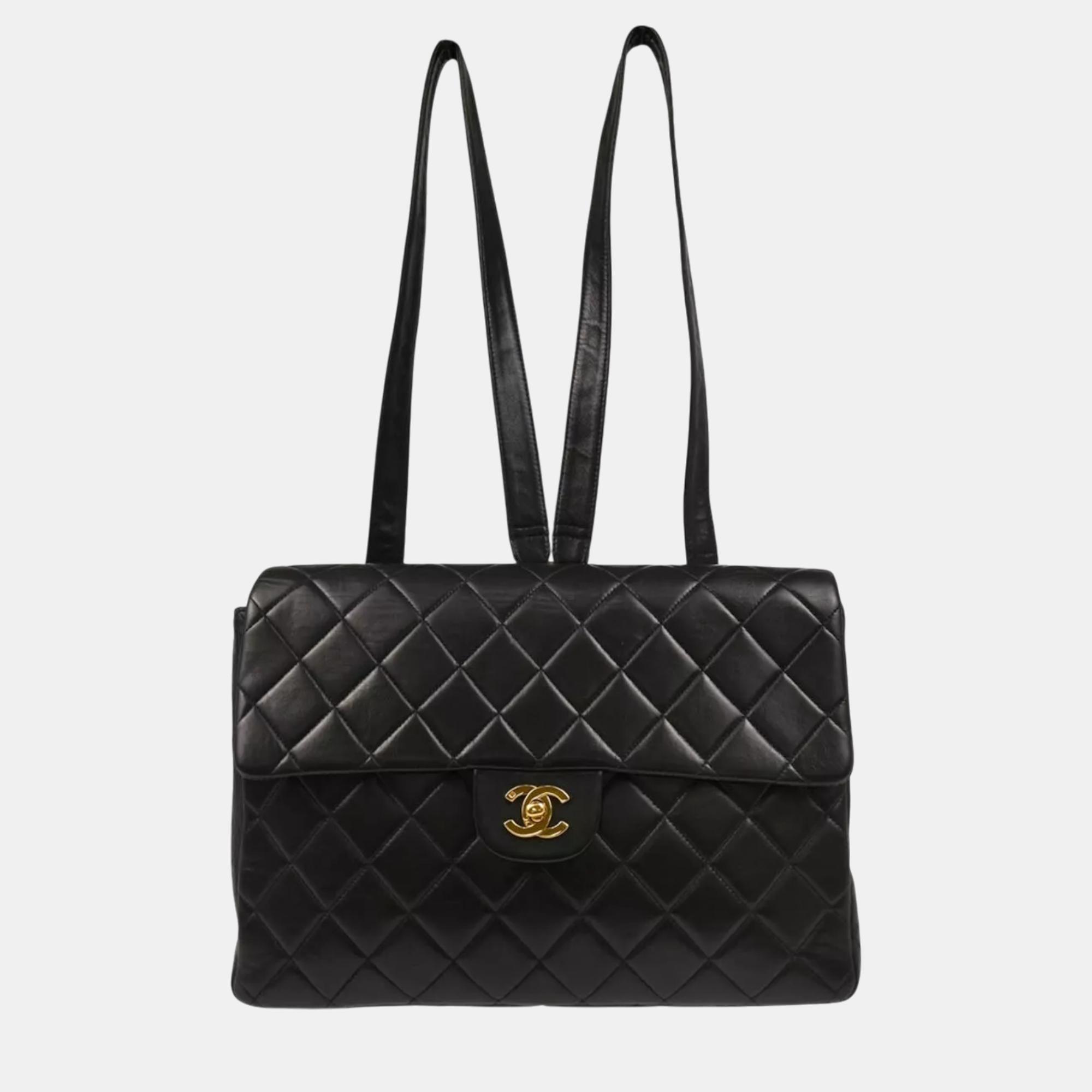 

Chanel Black Lambskin Chain Backpack