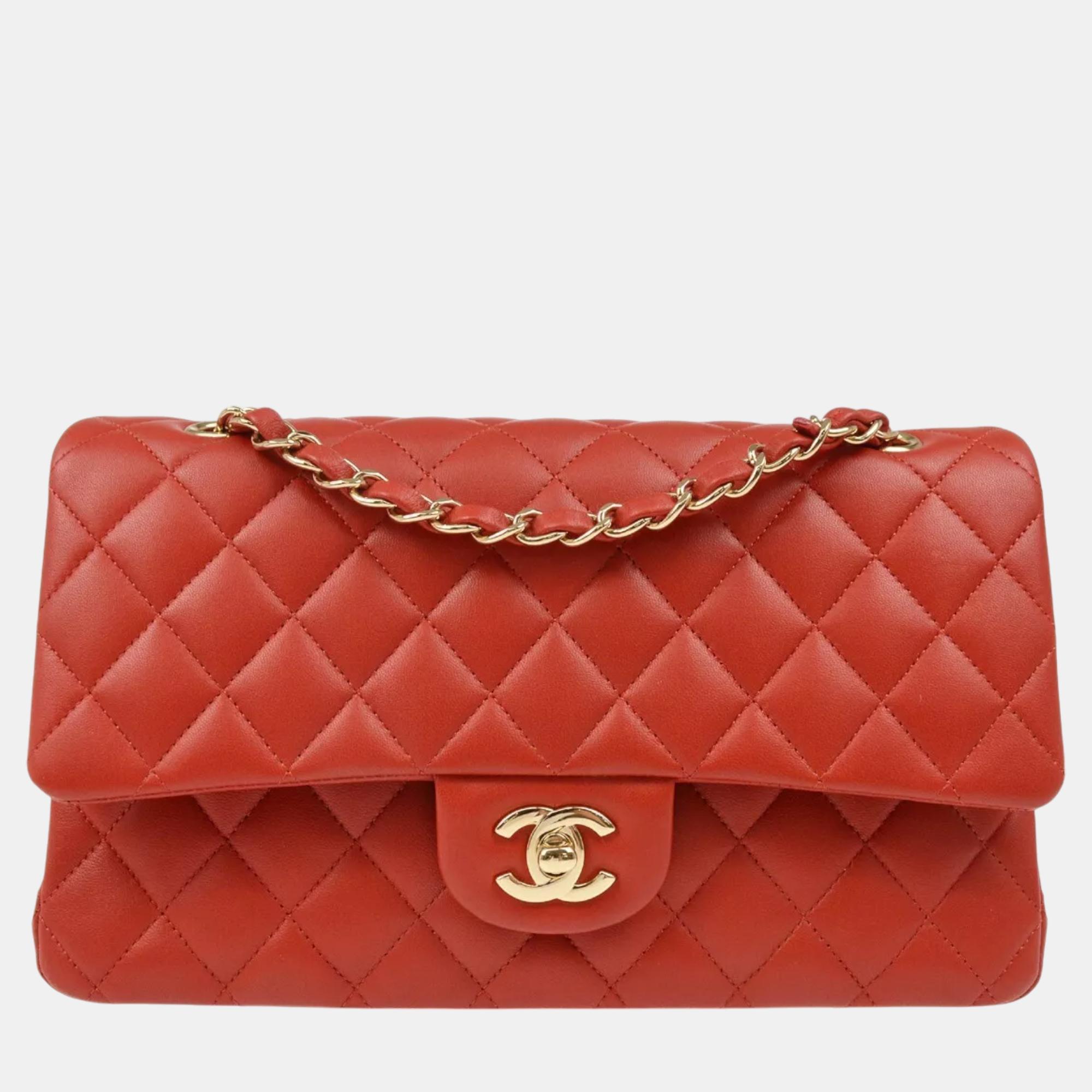 

Chanel Red Lambskin Medium Classic Double Flap Shoulder Bag