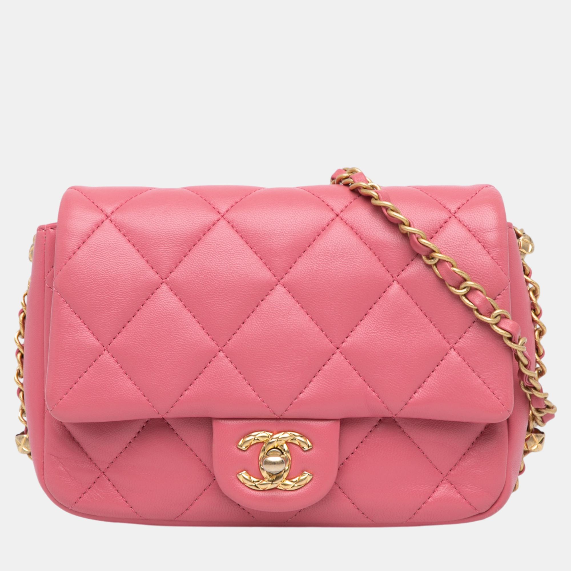 

Chanel Pink Small Quilted Lambskin Dynasty Flap