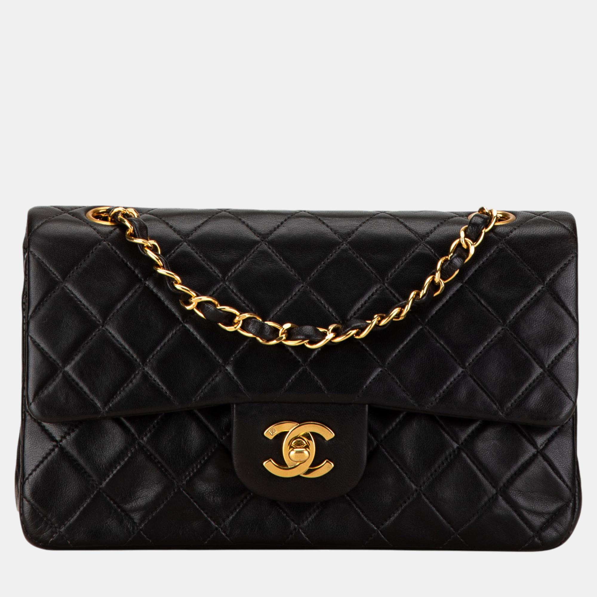 

Chanel Black Small Classic Lambskin Double Flap Bag