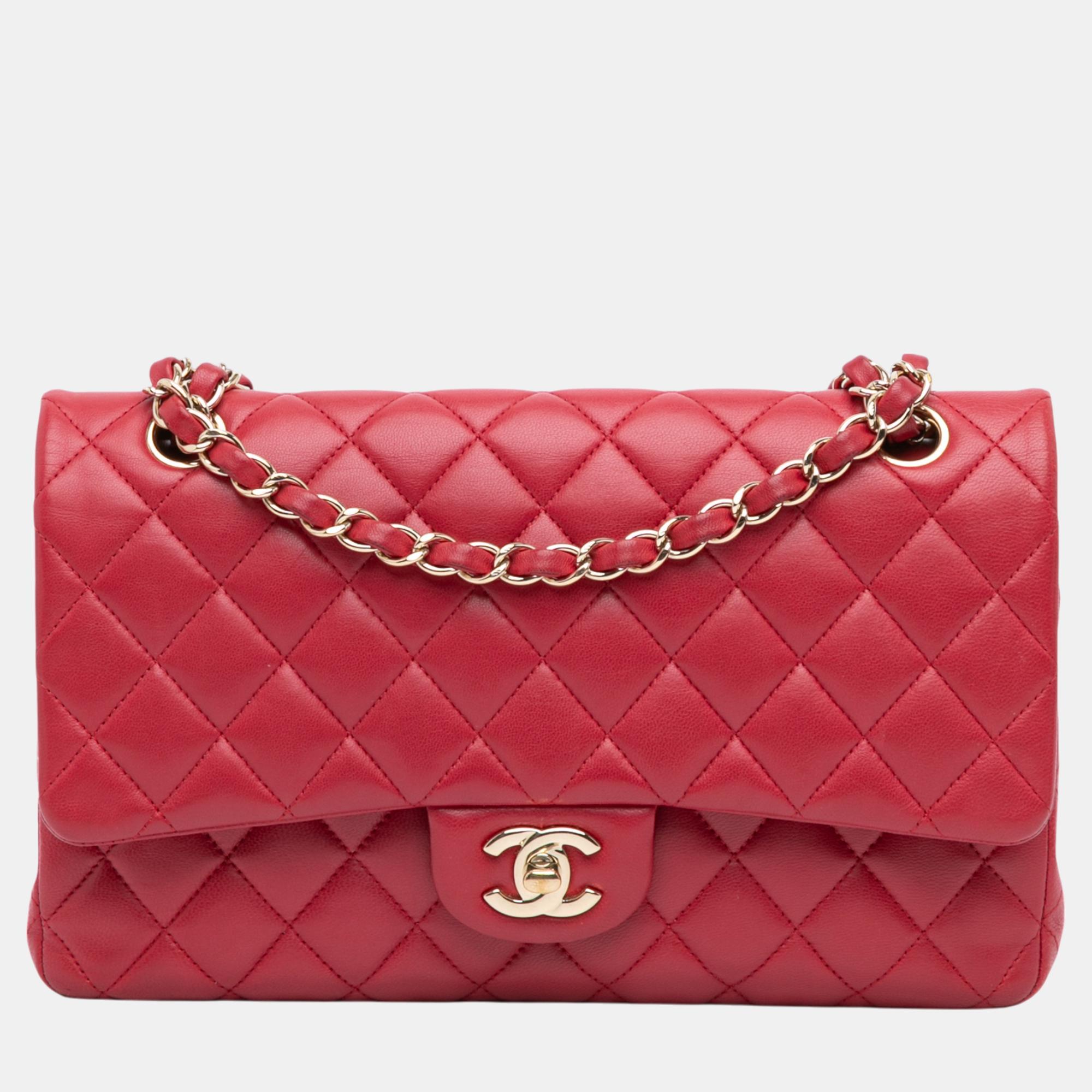 

Chanel Pink Medium Classic Lambskin Double Flap