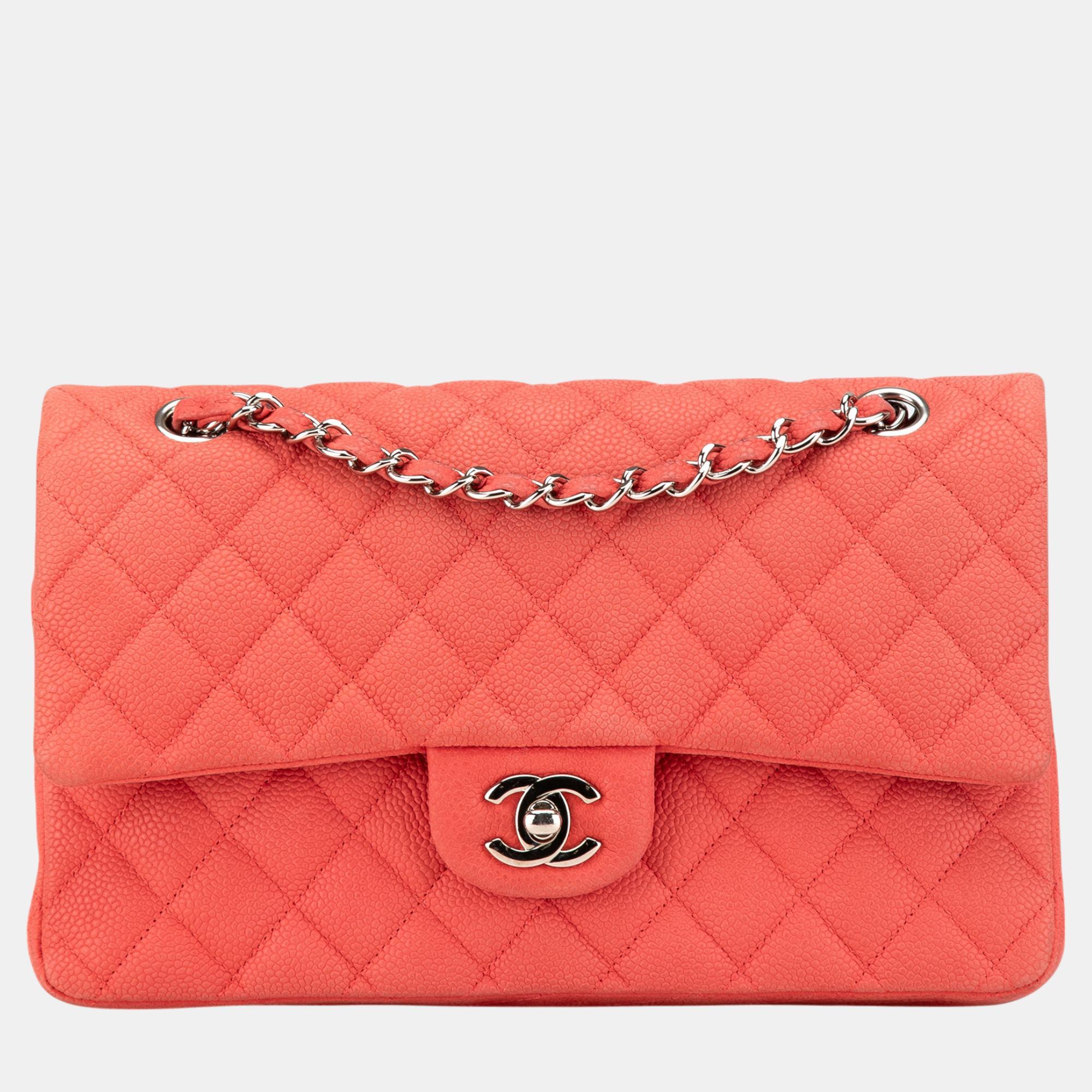 

Chanel Pink Medium Classic Caviar Double Flap