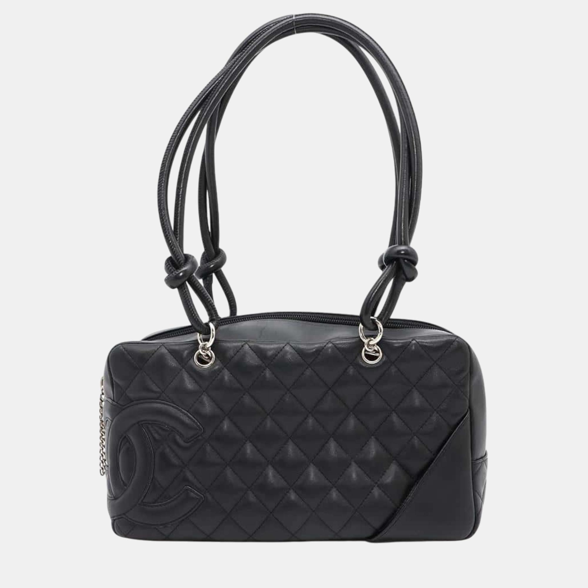 

Chanel Cambon Line Bowling Bag Black Calf Leather