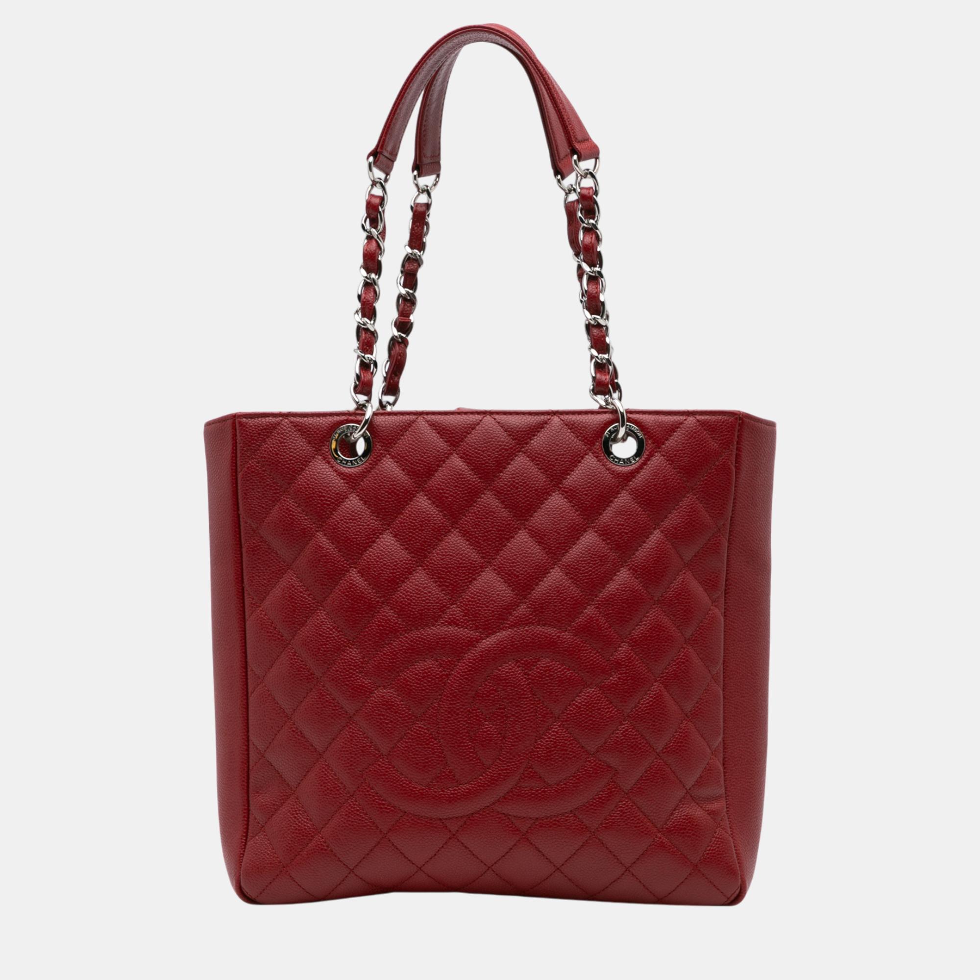 

Chanel Red Caviar Vertical Grand Shopping Tote