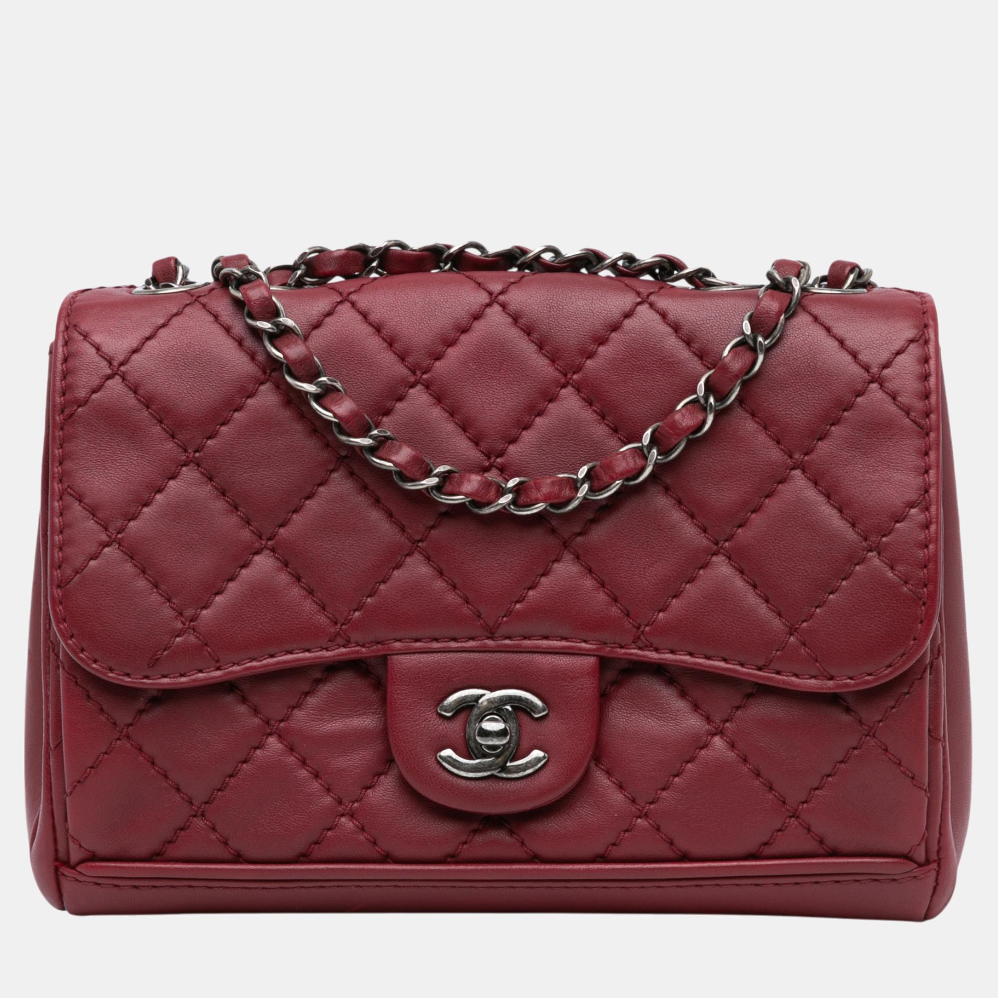 

Chanel Red CC Quilted Lambskin Single Flap