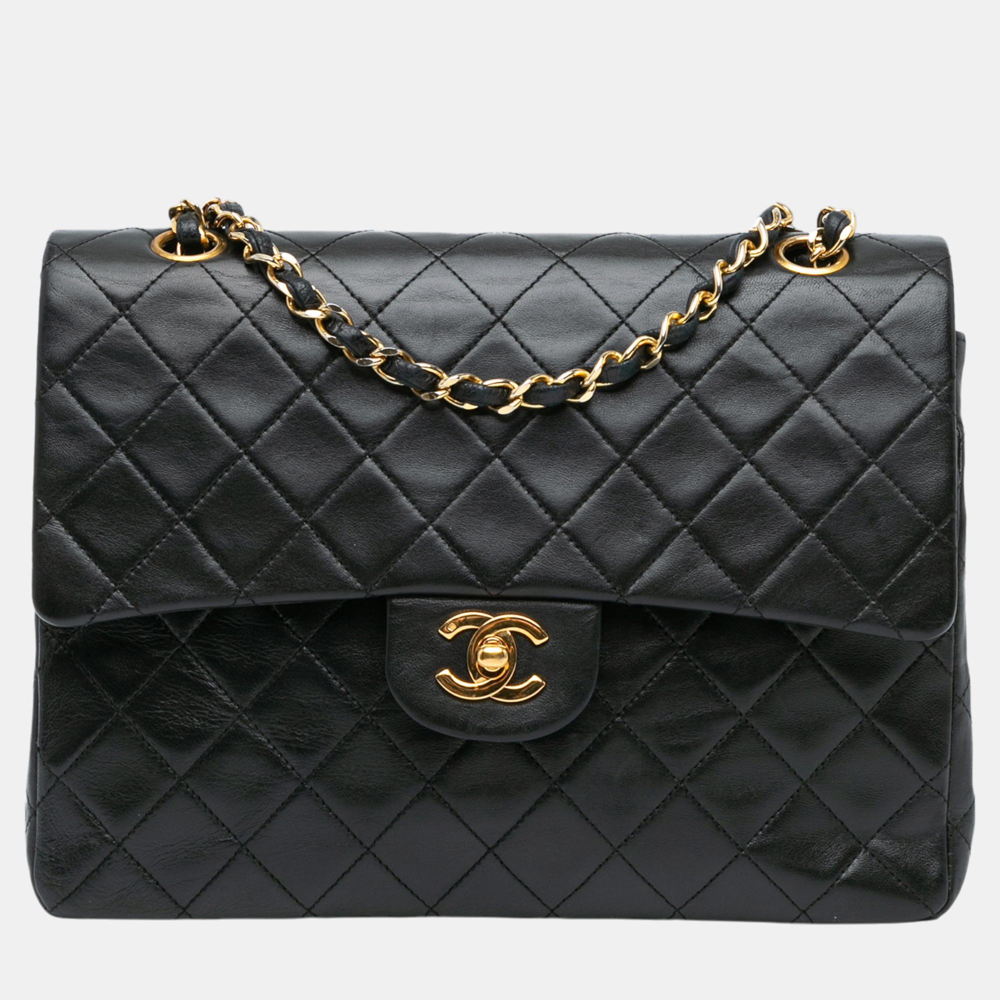 

Chanel Black Medium Tall Classic Lambskin Double Flap